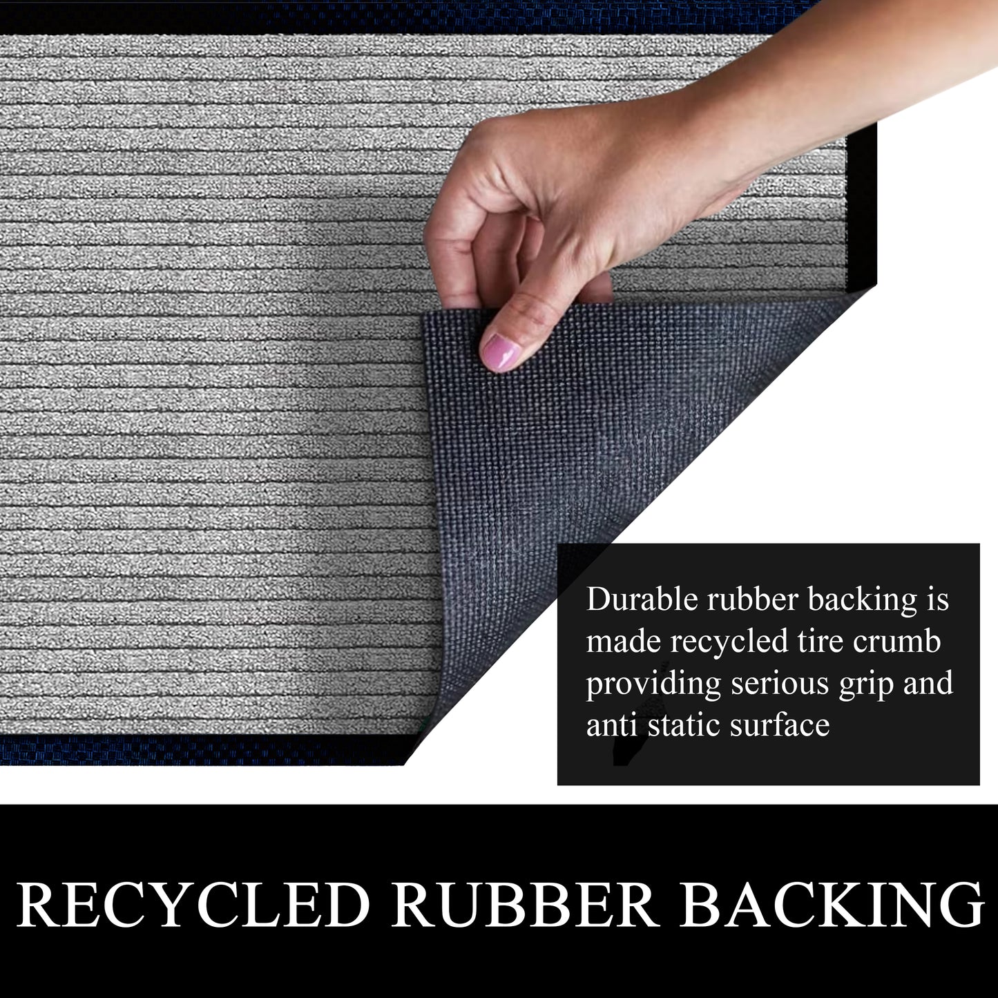 A1HC Indoor Outdoor Doormat, Non-Slip Rubber Mat for Entrance, Patio, Garage and Office - Stripe