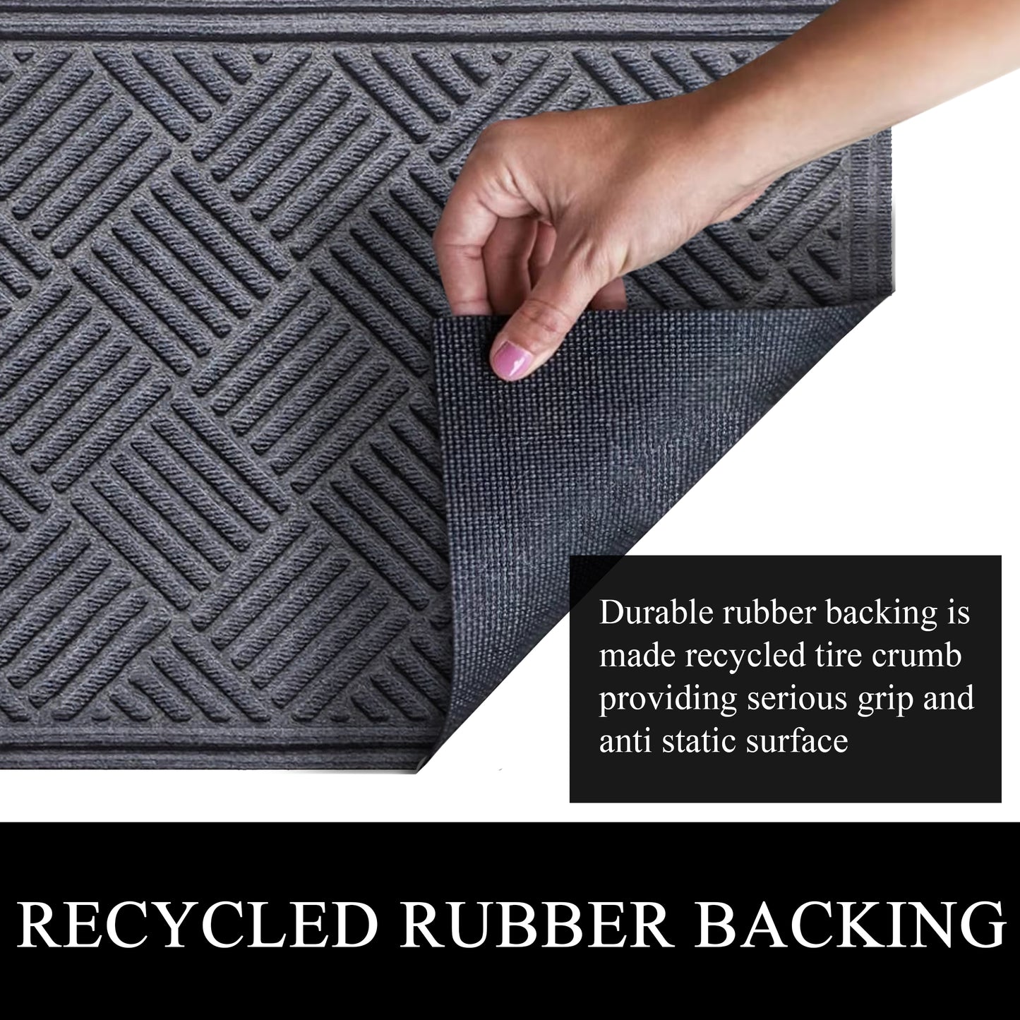 A1HC Durable Multi Purpose Polypropylene Rubber Doormat for Indoor Outdoor Front Door Mat, Checkered