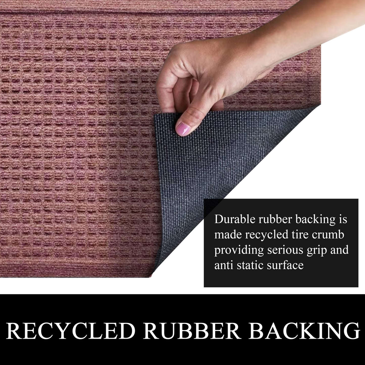 A1HC Durable Multi Purpose Polypropylene Rubber Doormat for Indoor Outdoor Front Door Mat, Waffle