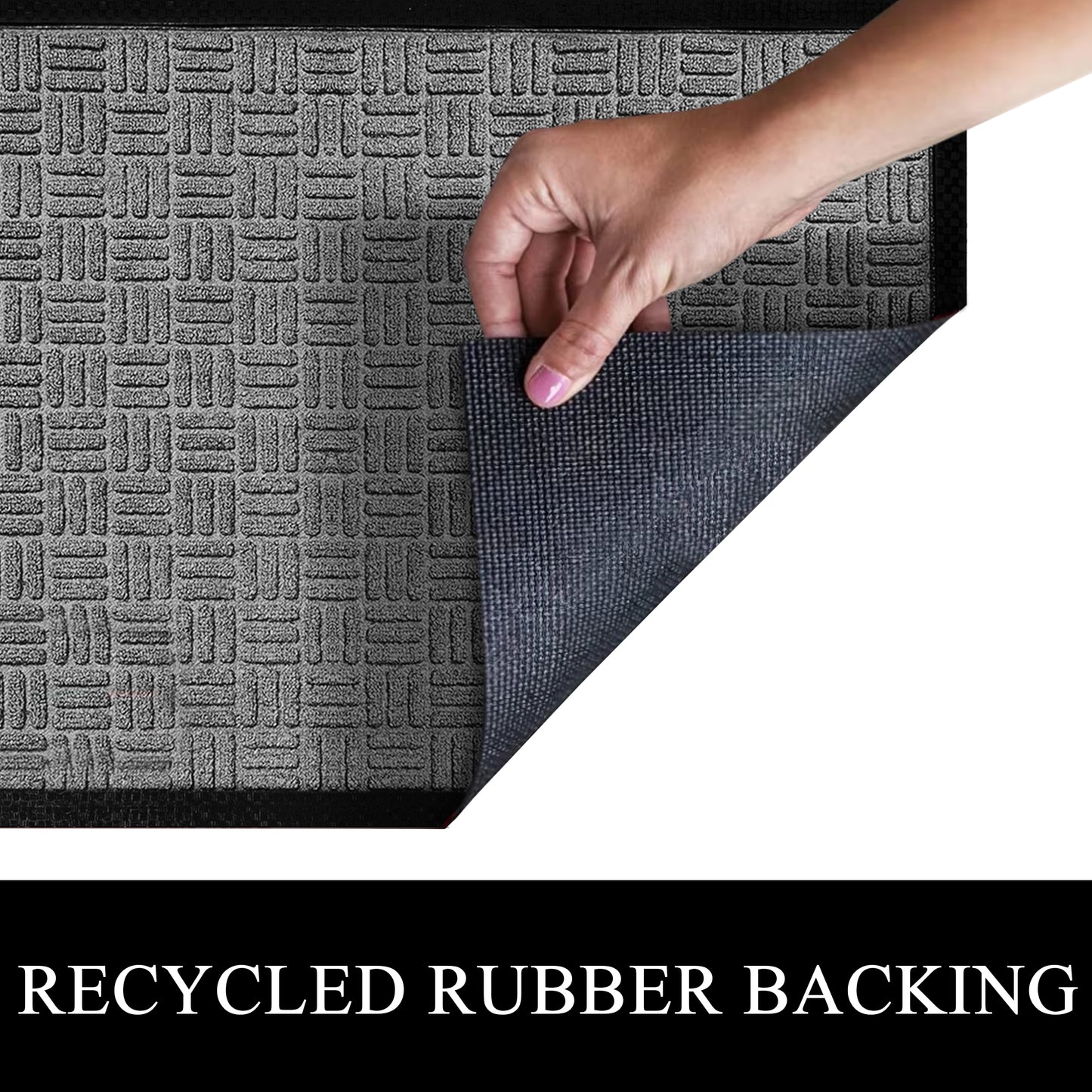 A1HC Indoor Outdoor Doormat Non-Slip Rubber Mat for Entrance, Patio, Garage and Office - Criss Cross