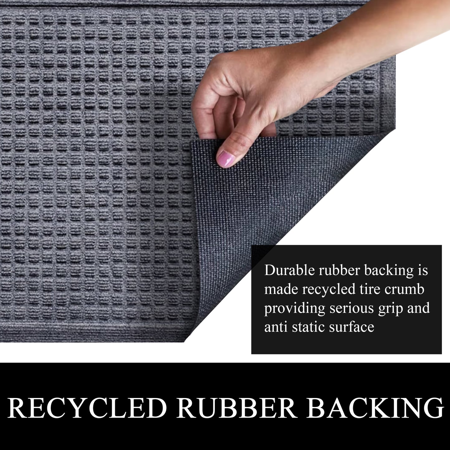 A1HC Durable Multi Purpose Polypropylene Rubber Doormat for Indoor Outdoor Front Door Mat, Waffle