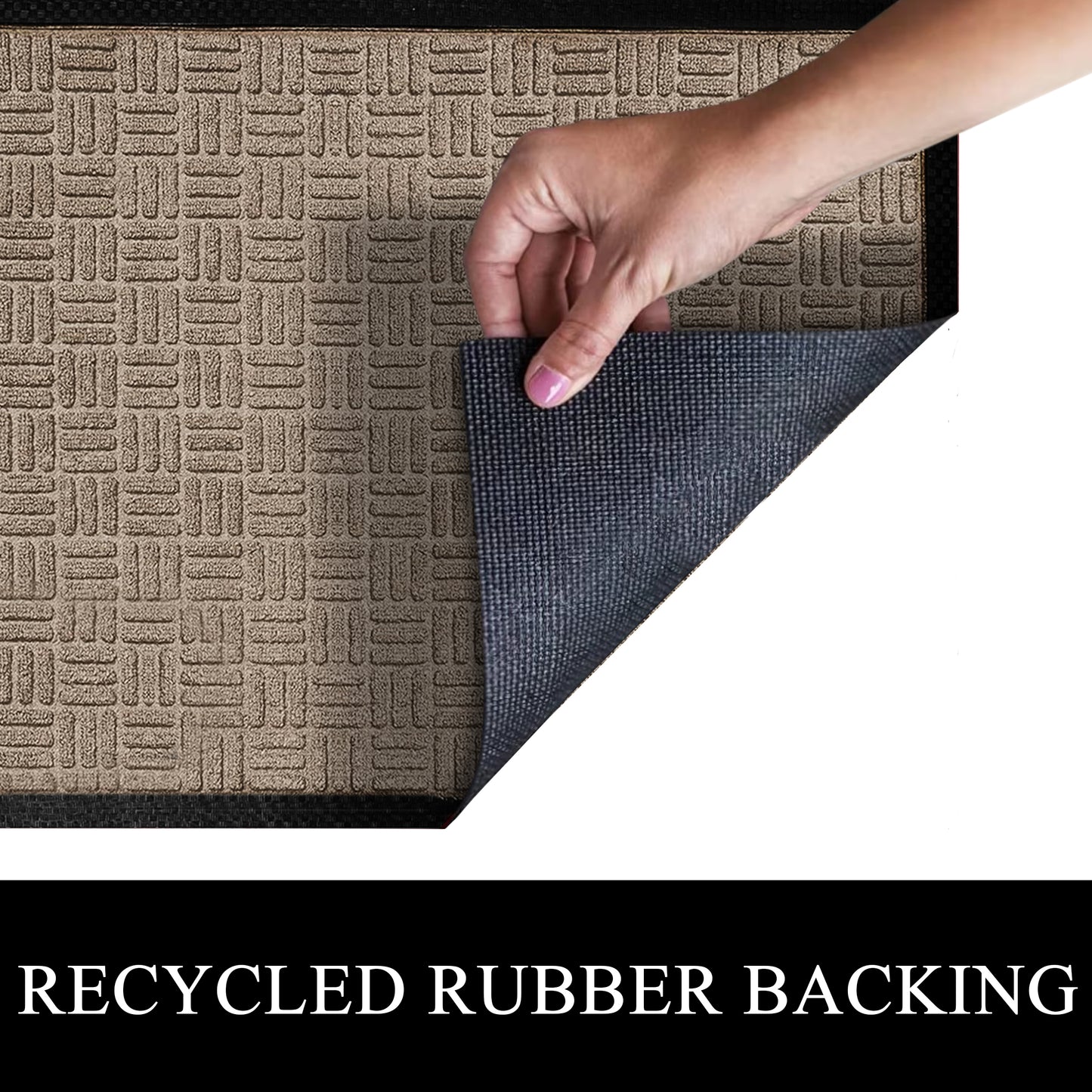 A1HC Indoor Outdoor Doormat Non-Slip Rubber Mat for Entrance, Patio, Garage and Office - Criss Cross