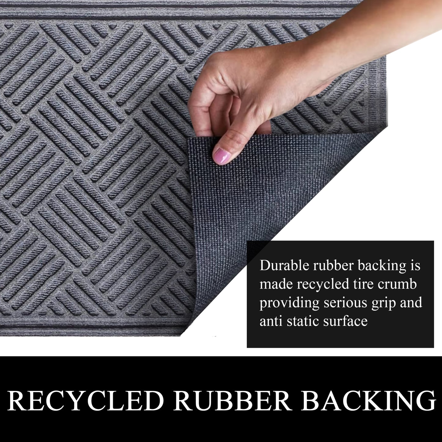 A1HC Durable Multi Purpose Polypropylene Rubber Doormat for Indoor Outdoor Front Door Mat, Checkered