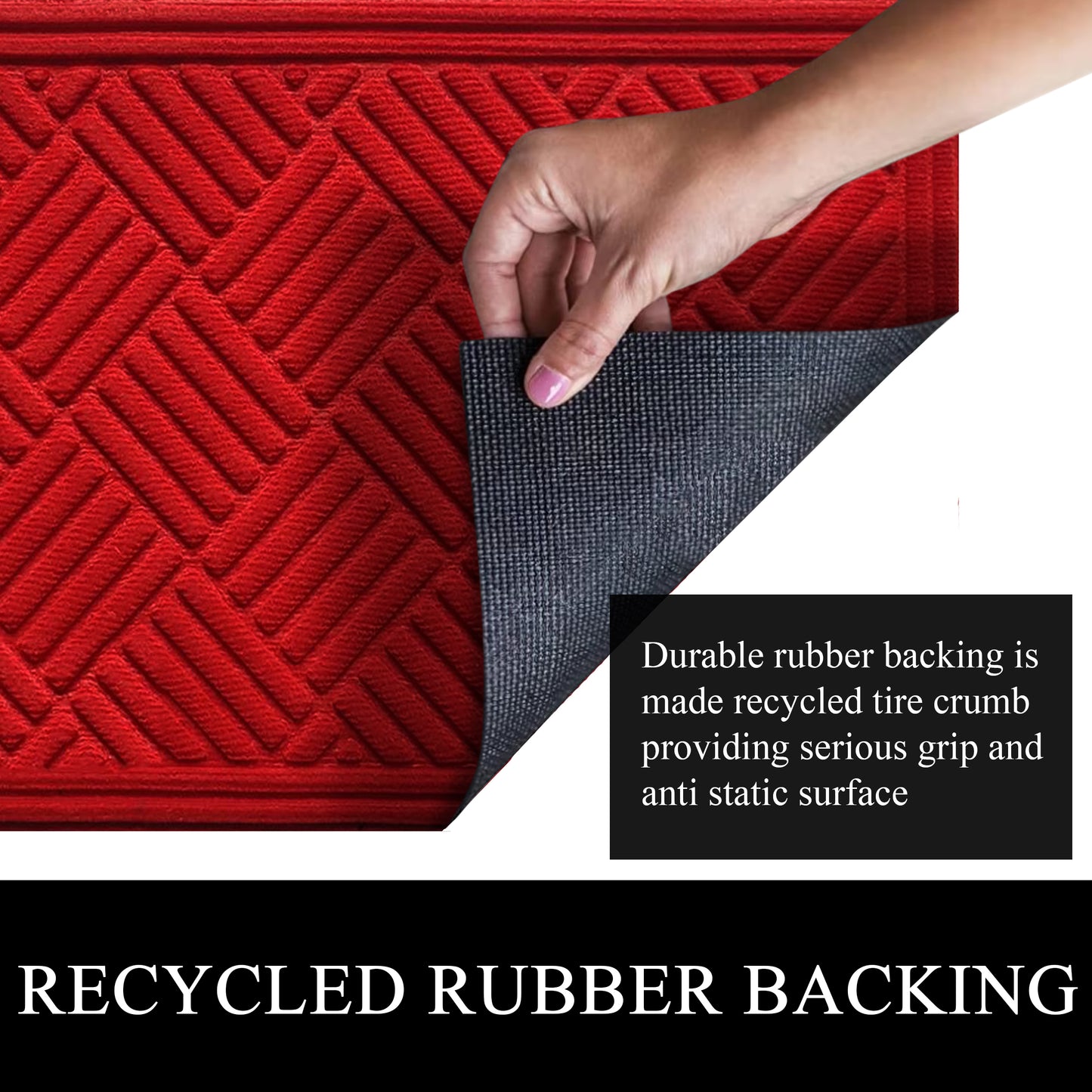A1HC Durable Multi Purpose Polypropylene Rubber Doormat for Indoor Outdoor Front Door Mat, Checkered