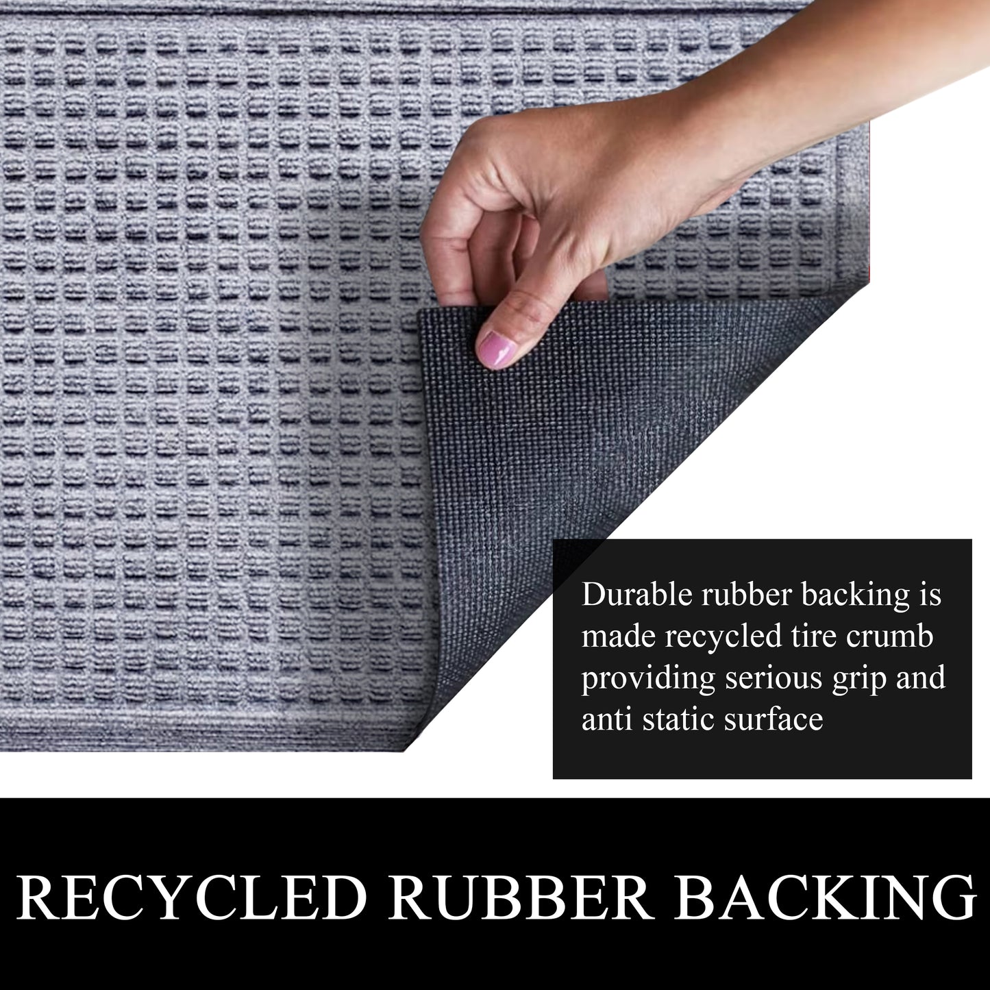 A1HC Durable Multi Purpose Polypropylene Rubber Doormat for Indoor Outdoor Front Door Mat, Waffle