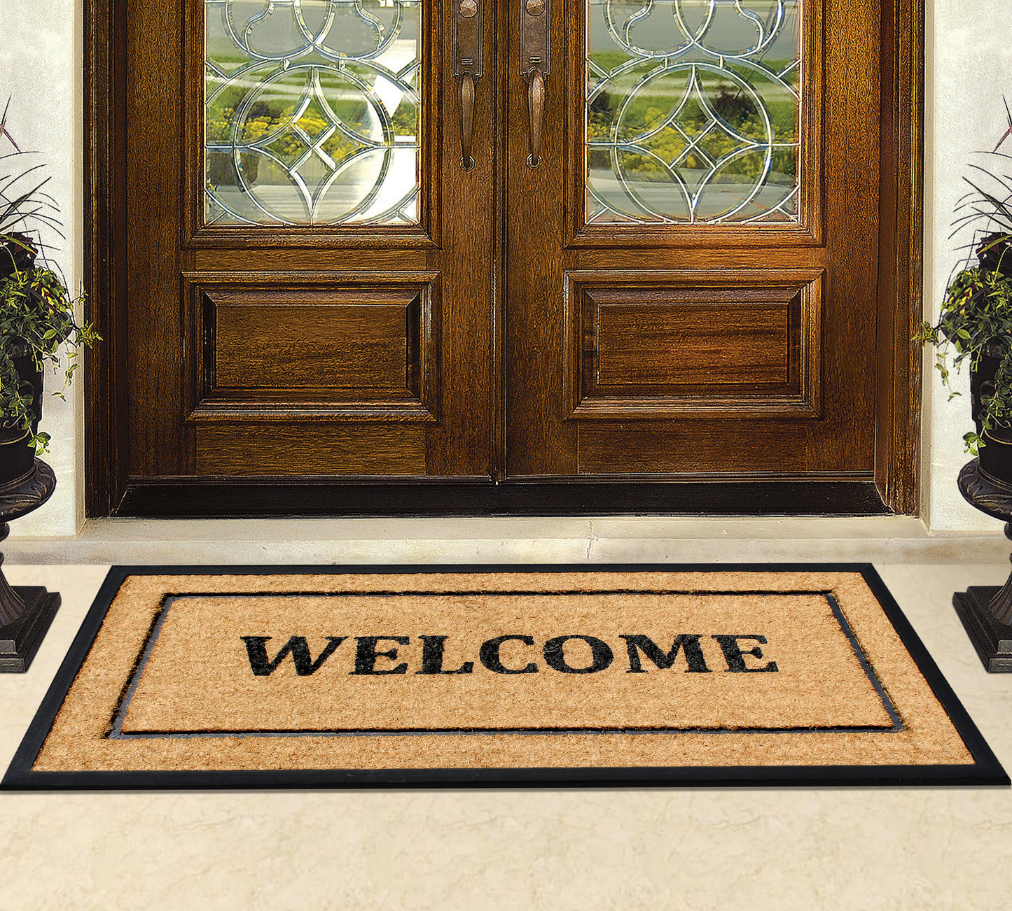 A1HC Extra Large Welcome Doormat 30"X60", Rubber & Coir, Heavy Duty, Thin Profile Front Door Mat