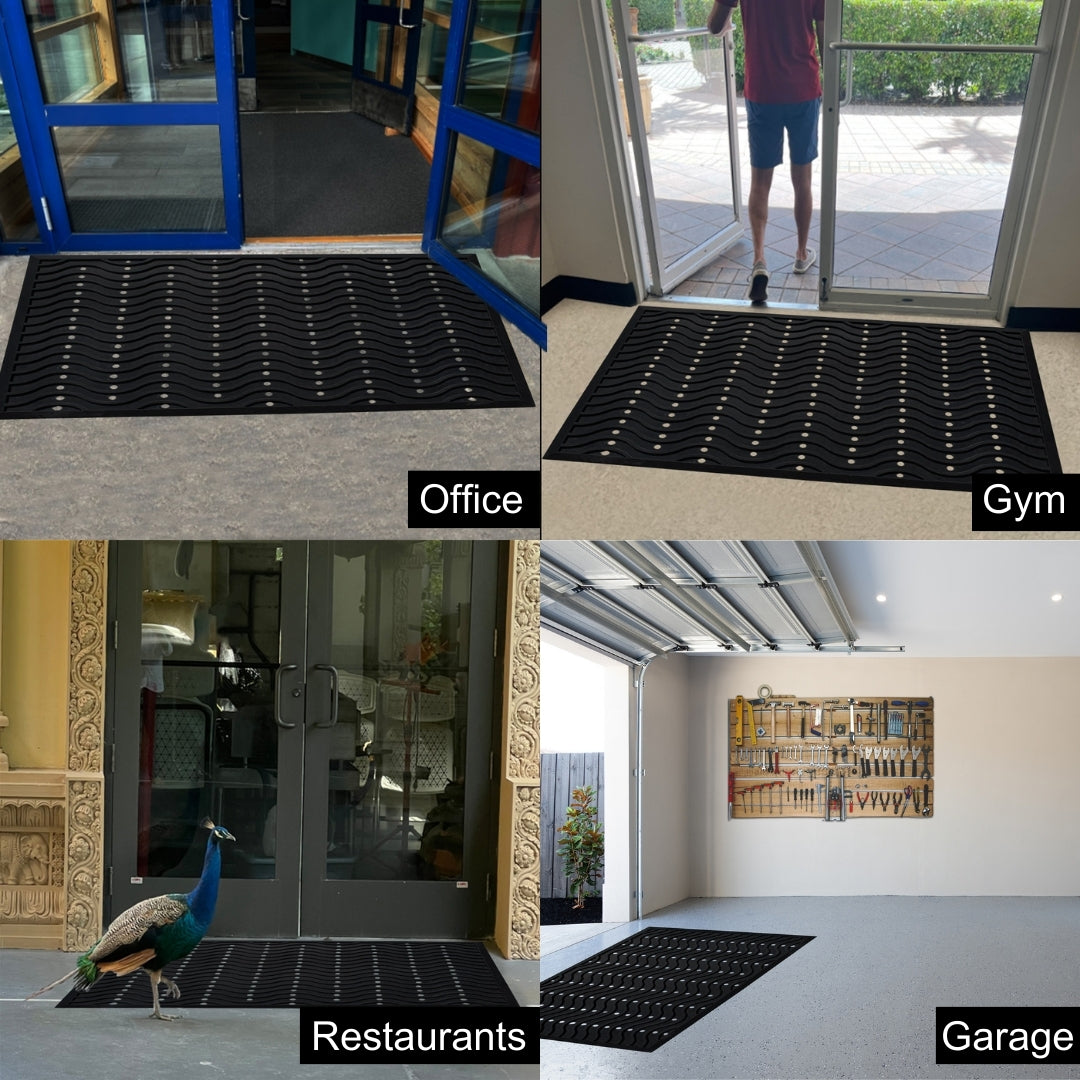 A1HC Natural Rubber Premium Wavy Scrapper Floor Mat for Heavy Traffic Commercial and Residential Use