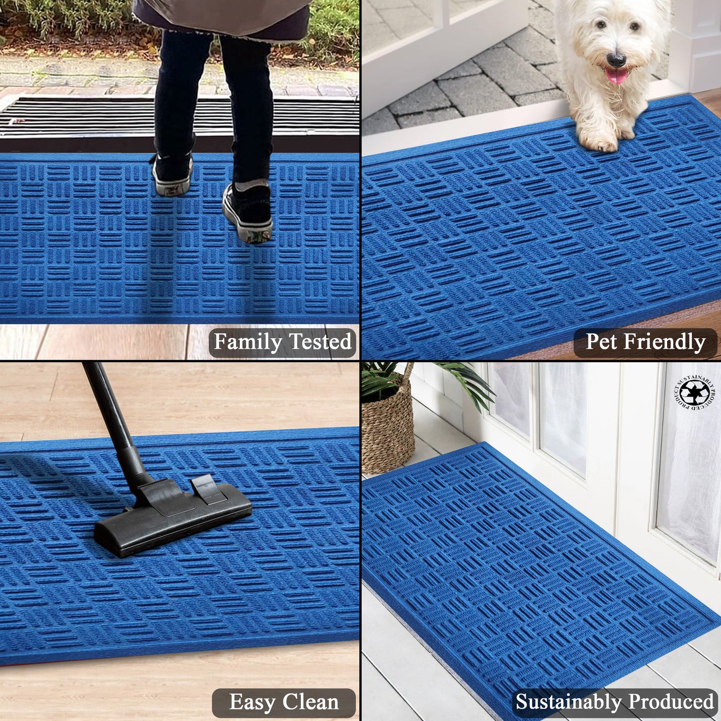 A1HC Durable Multi Purpose Polypropylene Rubber Doormat for Indoor Outdoor Front Door Mat Criss Cross