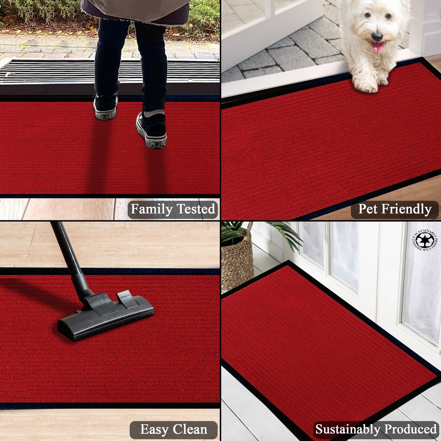 A1HC Indoor Outdoor Doormat, Non-Slip Rubber Mat for Entrance, Patio, Garage and Office - Stripe