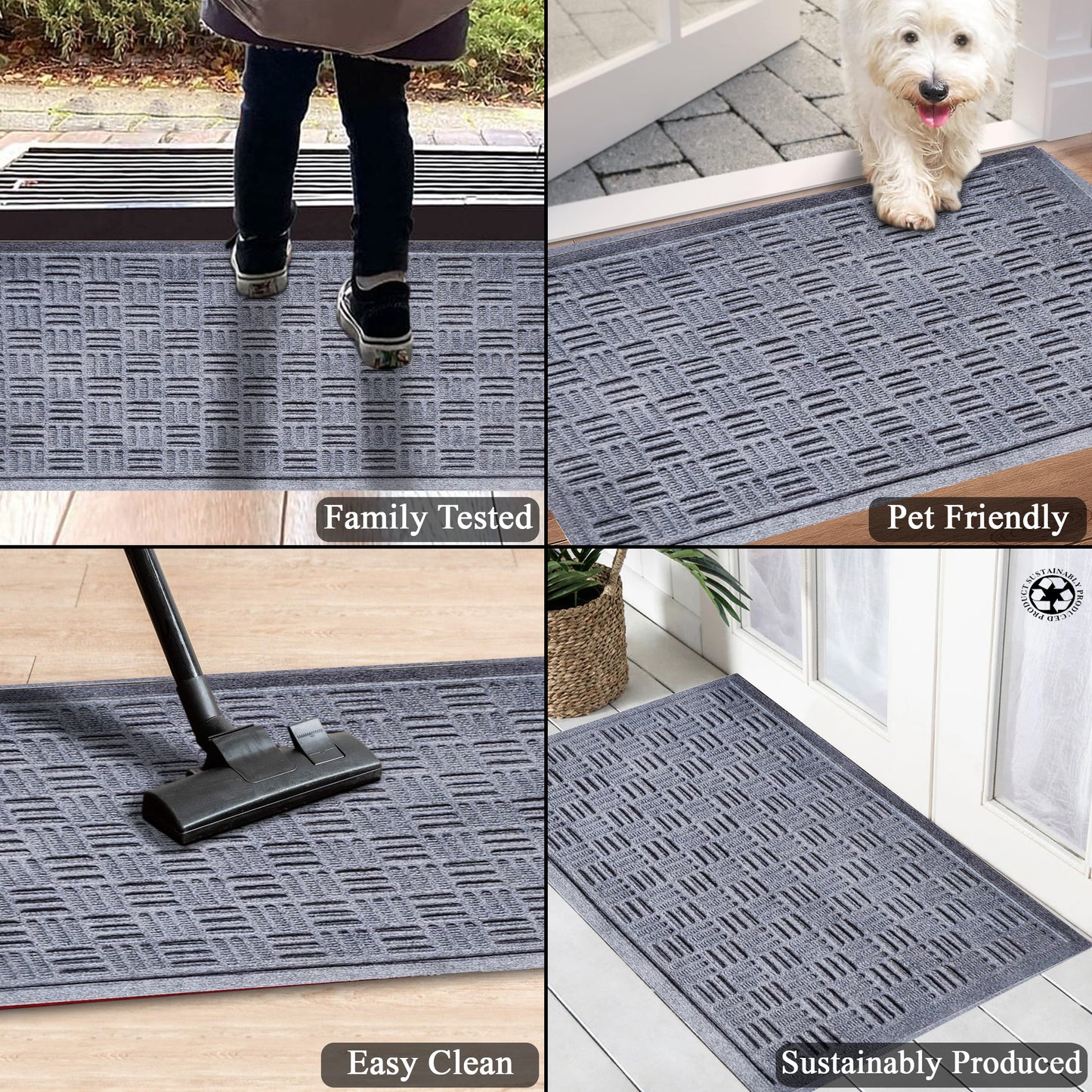 A1HC Durable Multi Purpose Polypropylene Rubber Doormat for Indoor Outdoor Front Door Mat Criss Cross