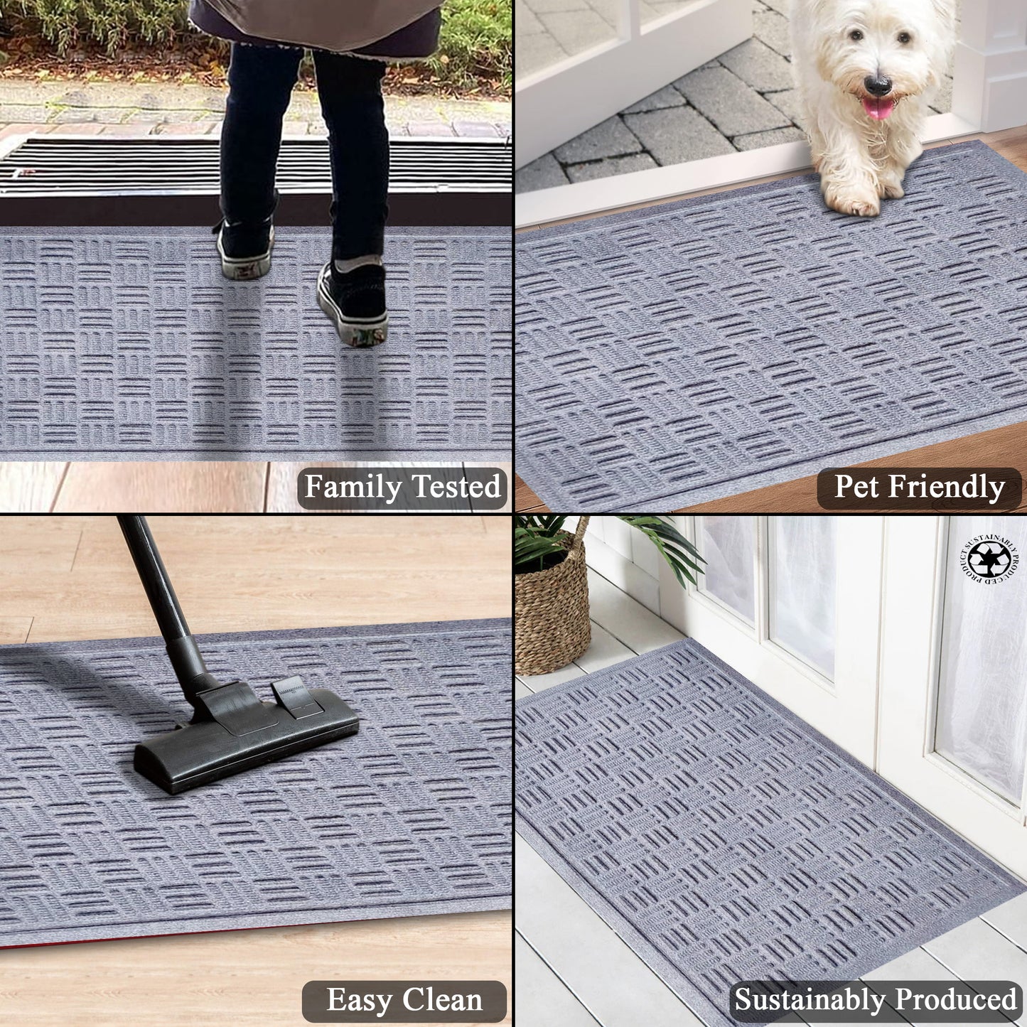 A1HC Durable Multi Purpose Polypropylene Rubber Doormat for Indoor Outdoor Front Door Mat Criss Cross