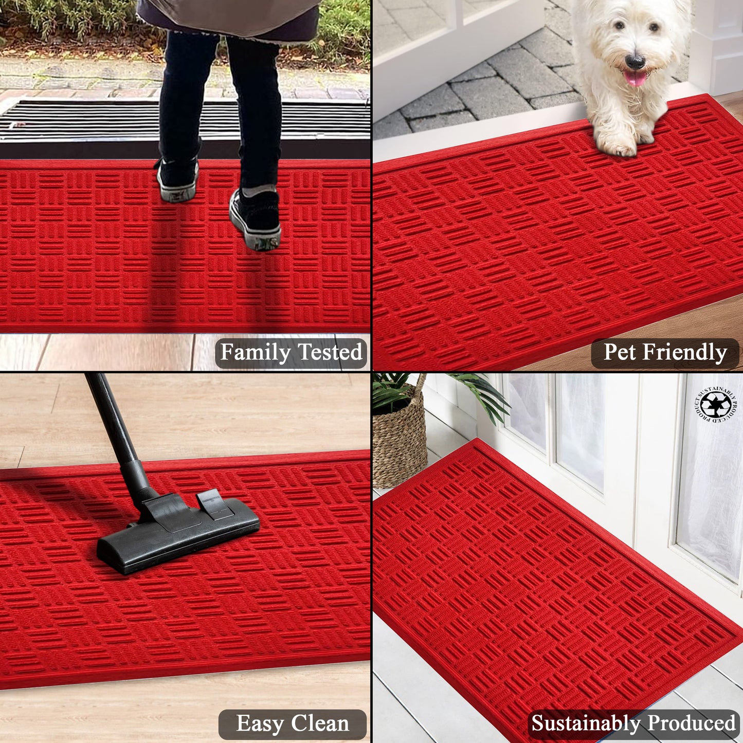 A1HC Durable Multi Purpose Polypropylene Rubber Doormat for Indoor Outdoor Front Door Mat Criss Cross
