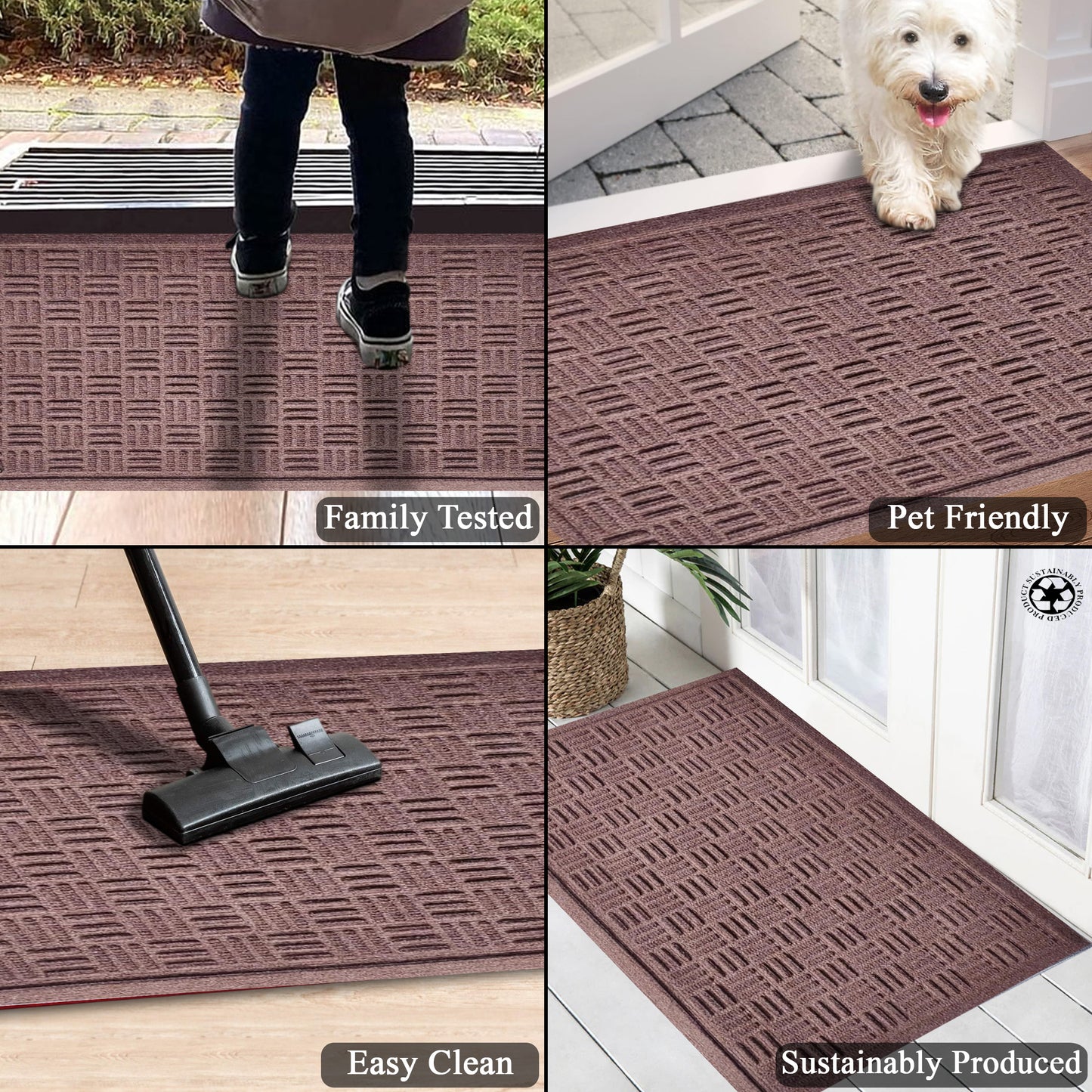 A1HC Durable Multi Purpose Polypropylene Rubber Doormat for Indoor Outdoor Front Door Mat Criss Cross