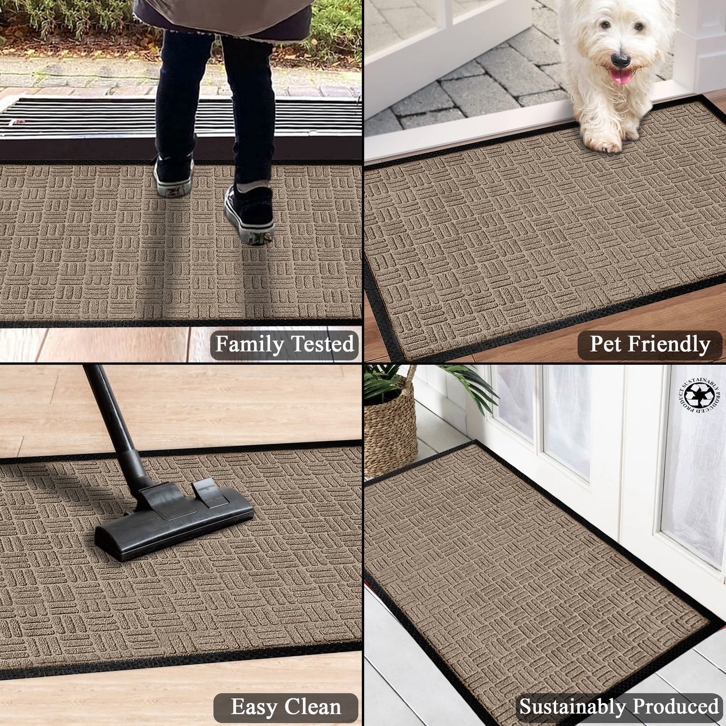 A1HC Indoor Outdoor Doormat Non-Slip Rubber Mat for Entrance, Patio, Garage and Office - Criss Cross