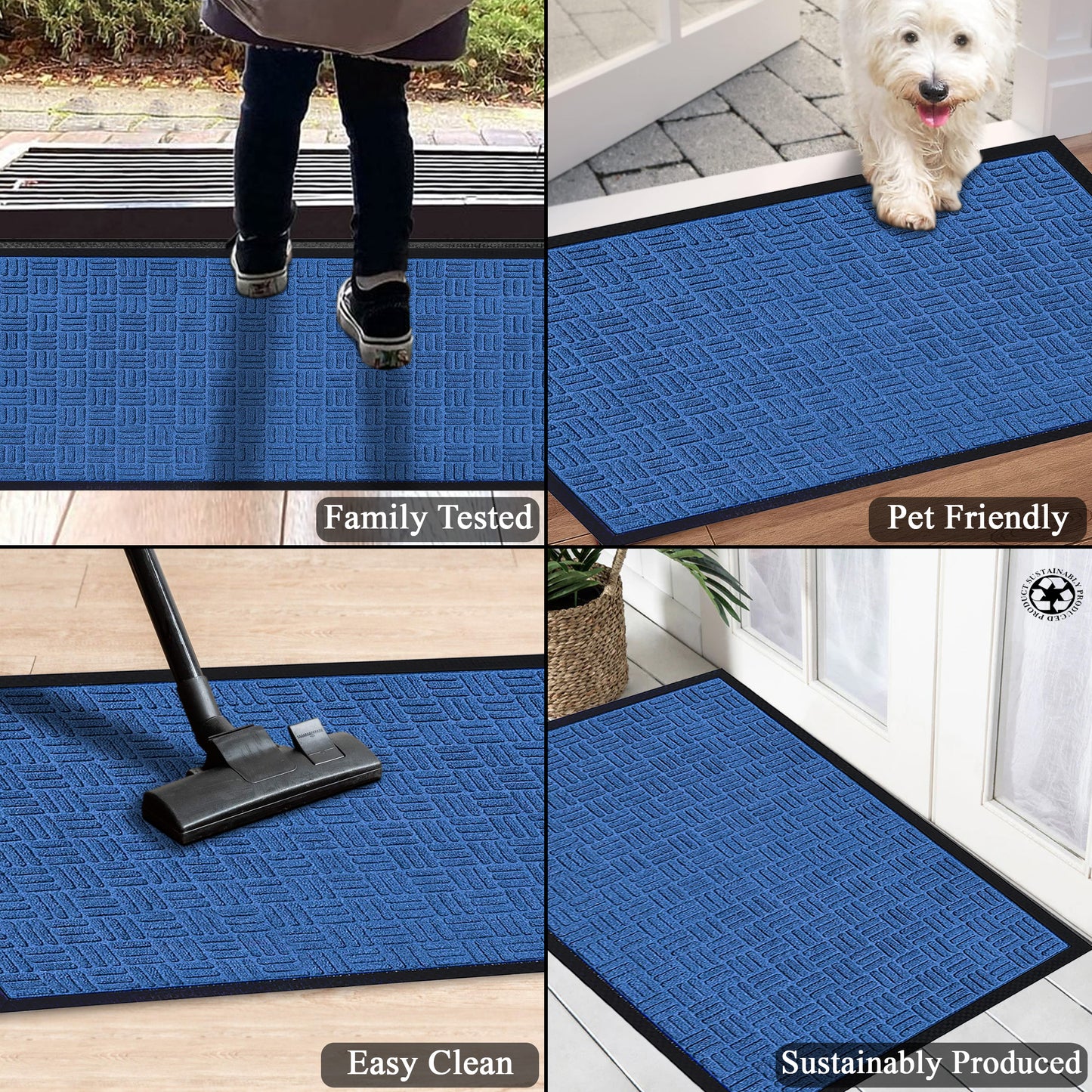 A1HC Indoor Outdoor Doormat Non-Slip Rubber Mat for Entrance, Patio, Garage and Office - Criss Cross