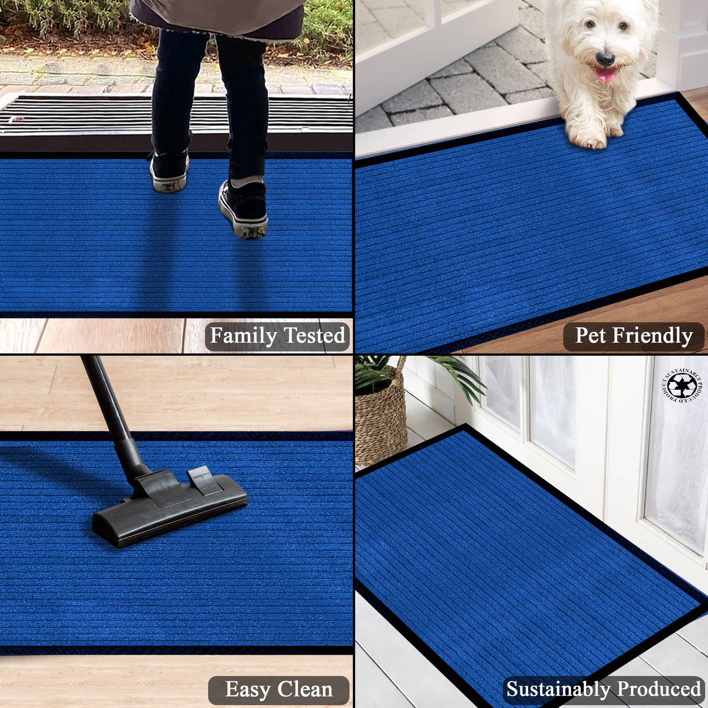 A1HC Indoor Outdoor Doormat, Non-Slip Rubber Mat for Entrance, Patio, Garage and Office - Stripe