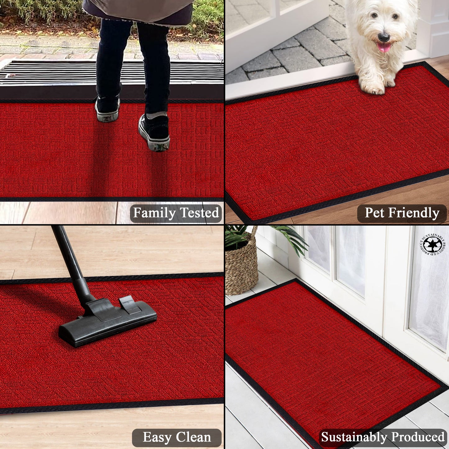 A1HC Indoor Outdoor Doormat Non-Slip Rubber Mat for Entrance, Patio, Garage and Office - Criss Cross
