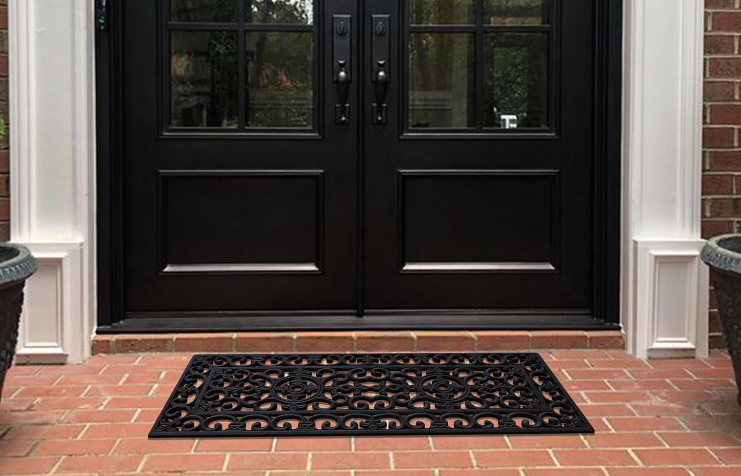 A1HC Indoor Outdoor Floor Mat 18x48, Natural Rubber Entryway Doormat, Dirt Shoe Scraper Floormat