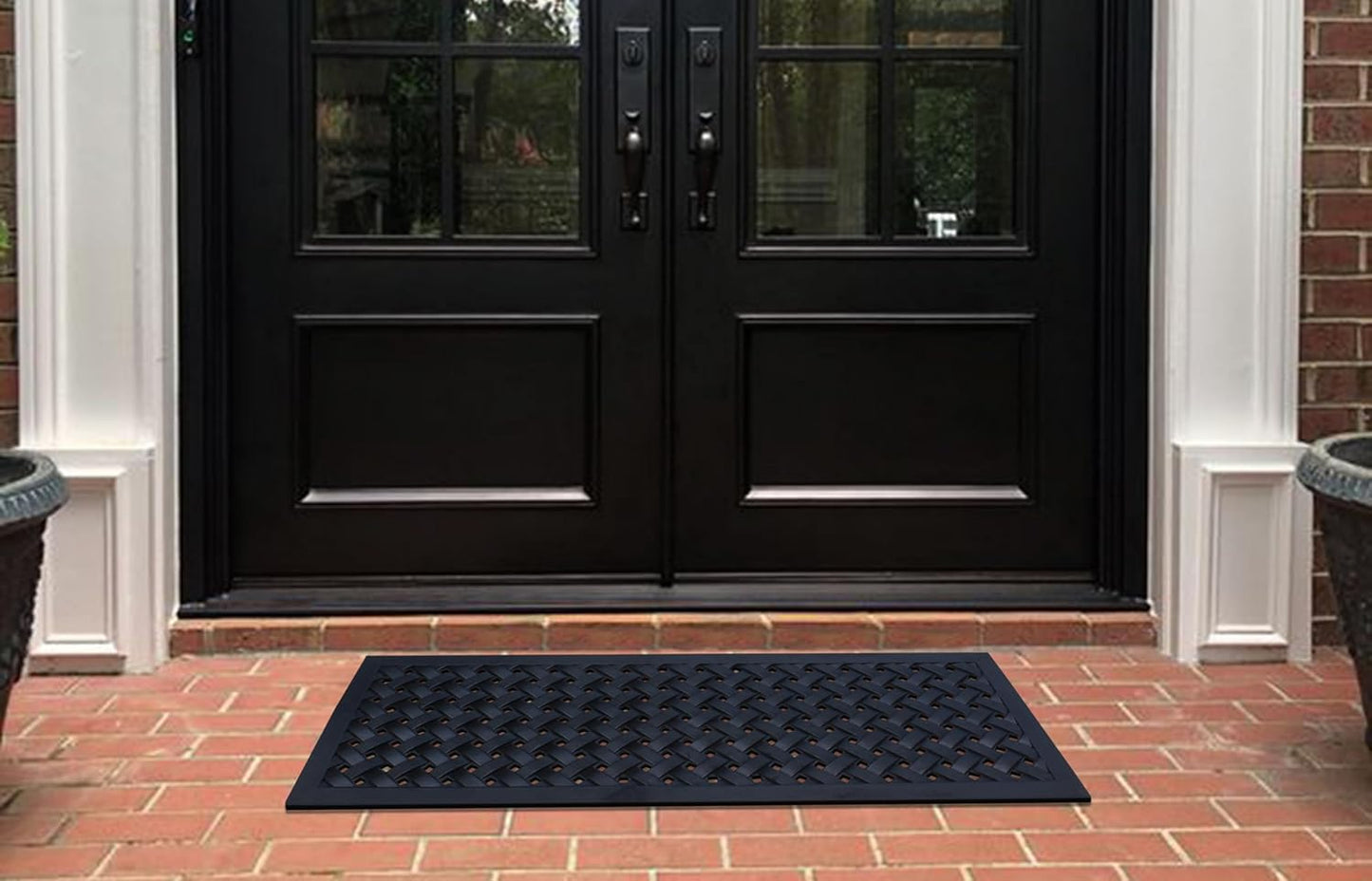 A1HC Natural Rubber Floor Mat 18" x 48", Dirt Shoe Scraper, Heavy Duty Doormat for Indoor & Outdoor