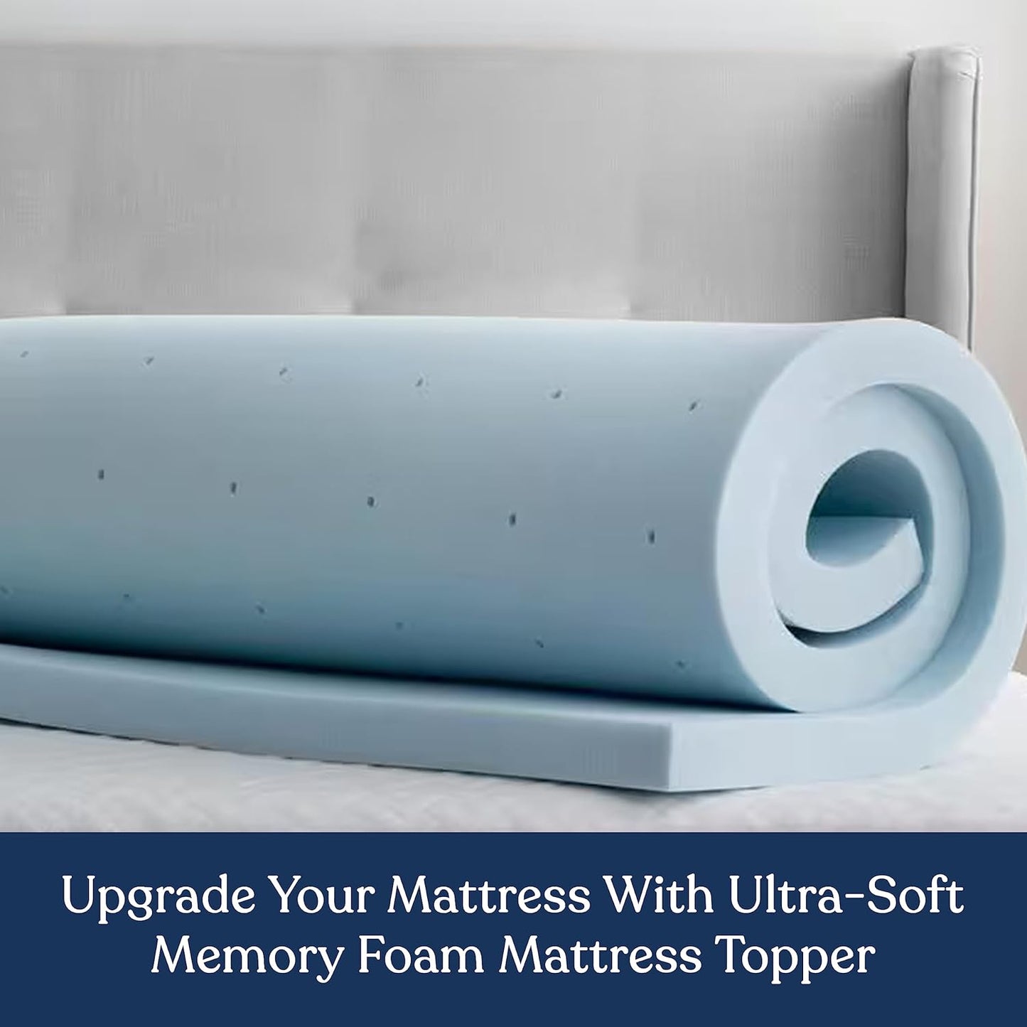 Delara 2 Inch Gel Infused Memory Foam Mattress Topper, Certipur-US Certified, Ventilated Design for Better Airflow