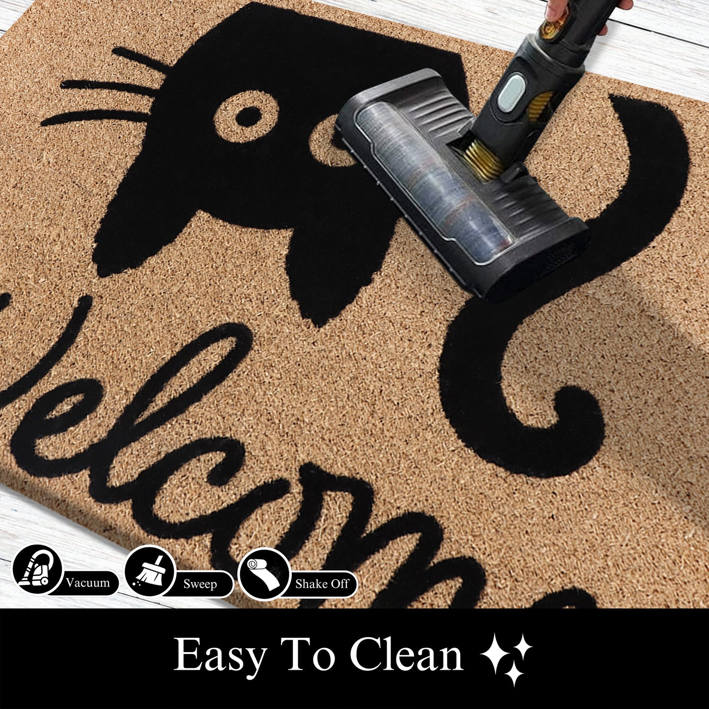 A1HC Natural Coir Flocked Door mat with Heavy Duty Non-Slip PVC Backing, Low-Profile Durable Doormat