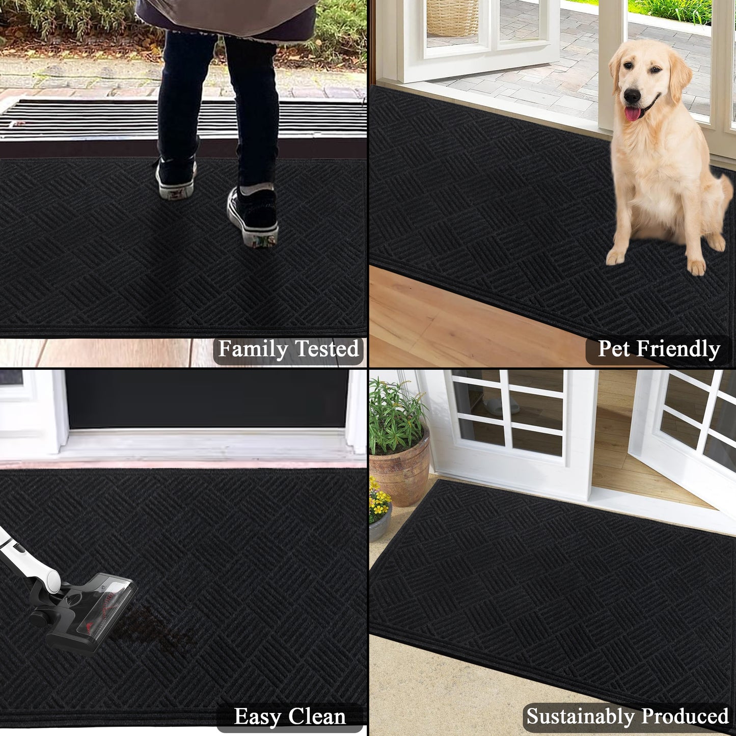 A1HC Durable Multi Purpose Polypropylene Rubber Door Mat, 36"X60" Indoor Outdoor All Weather Doormat
