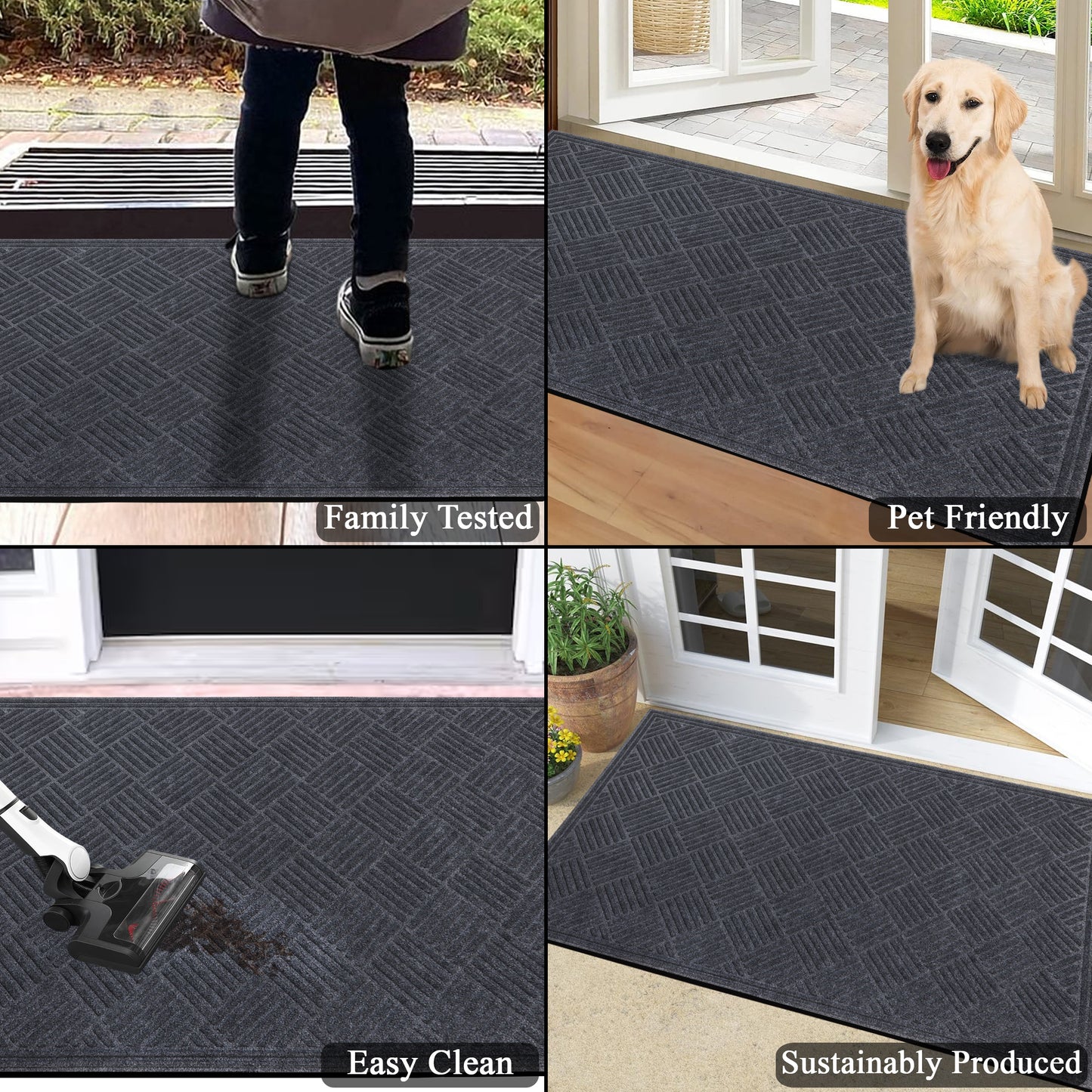 A1HC Durable Multi Purpose Polypropylene Rubber Door Mat, 36"X60" Indoor Outdoor All Weather Doormat