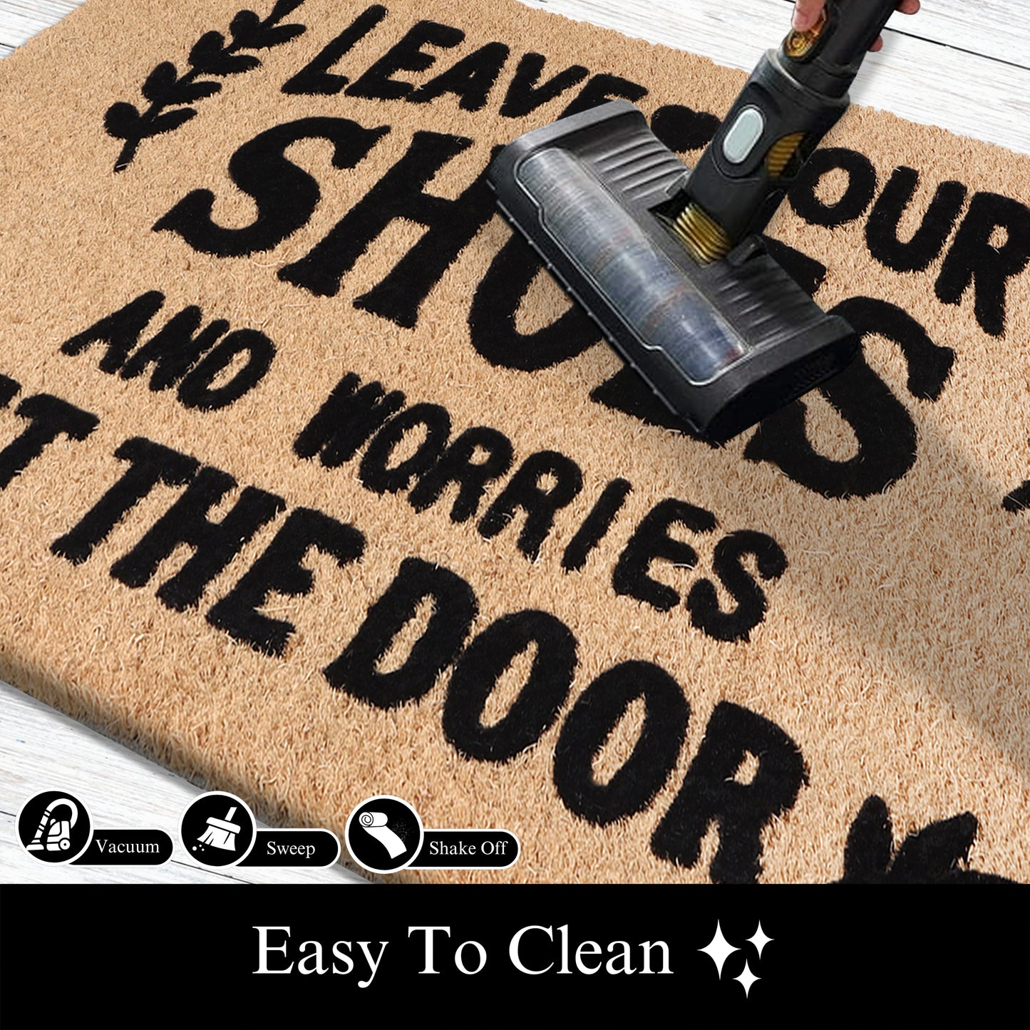 A1HC Natural Coir Flocked Door mat with Heavy Duty Non-Slip PVC Backing, Low-Profile Durable Doormat