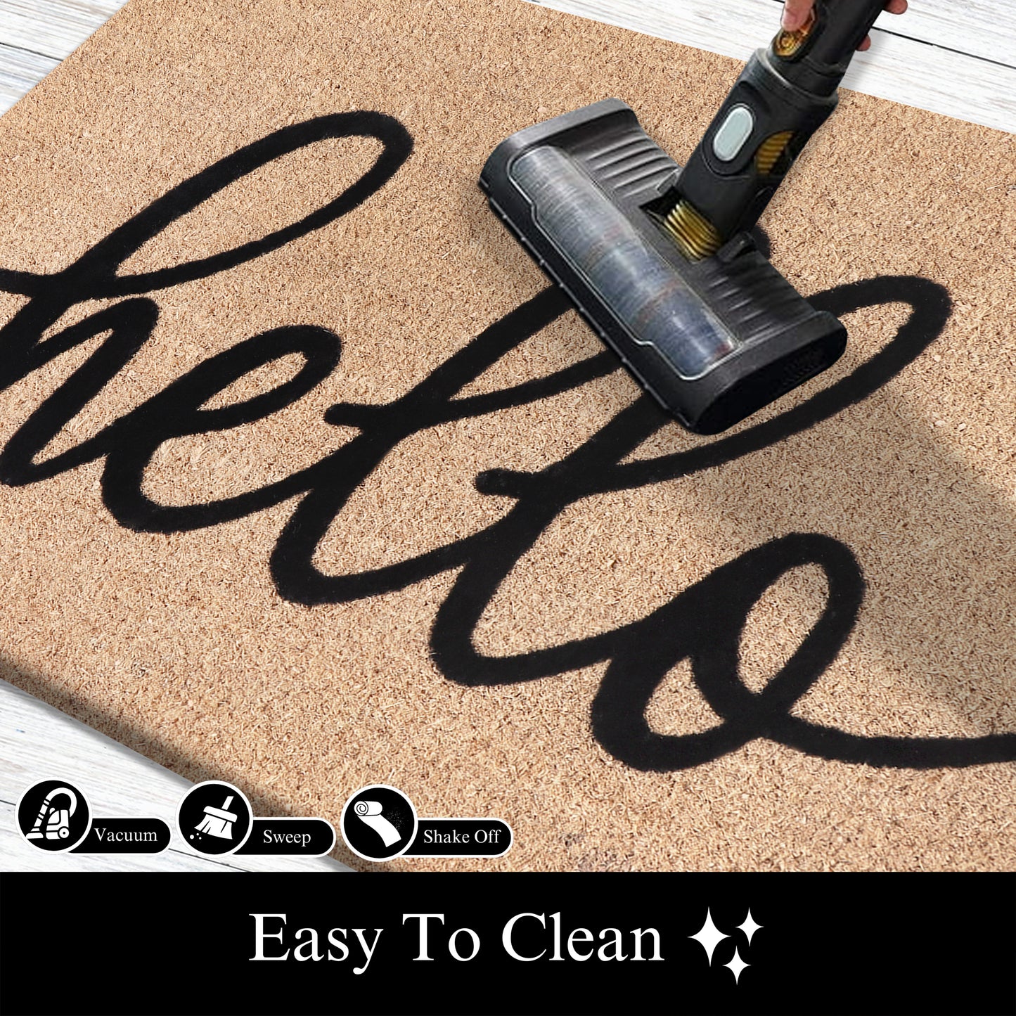 A1HC Natural Coir Flocked Door mat with Heavy Duty Non-Slip PVC Backing, Low-Profile Durable Doormat