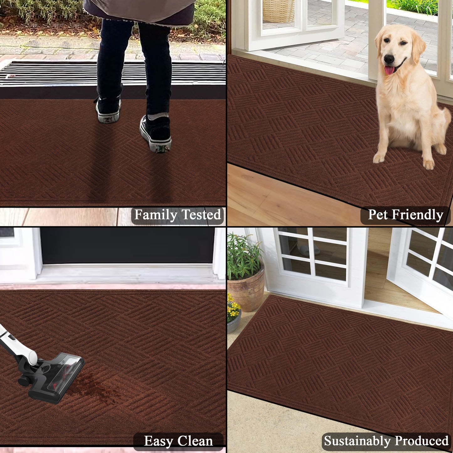 A1HC Durable Multi Purpose Polypropylene Rubber Door Mat, 36"X60" Indoor Outdoor All Weather Doormat
