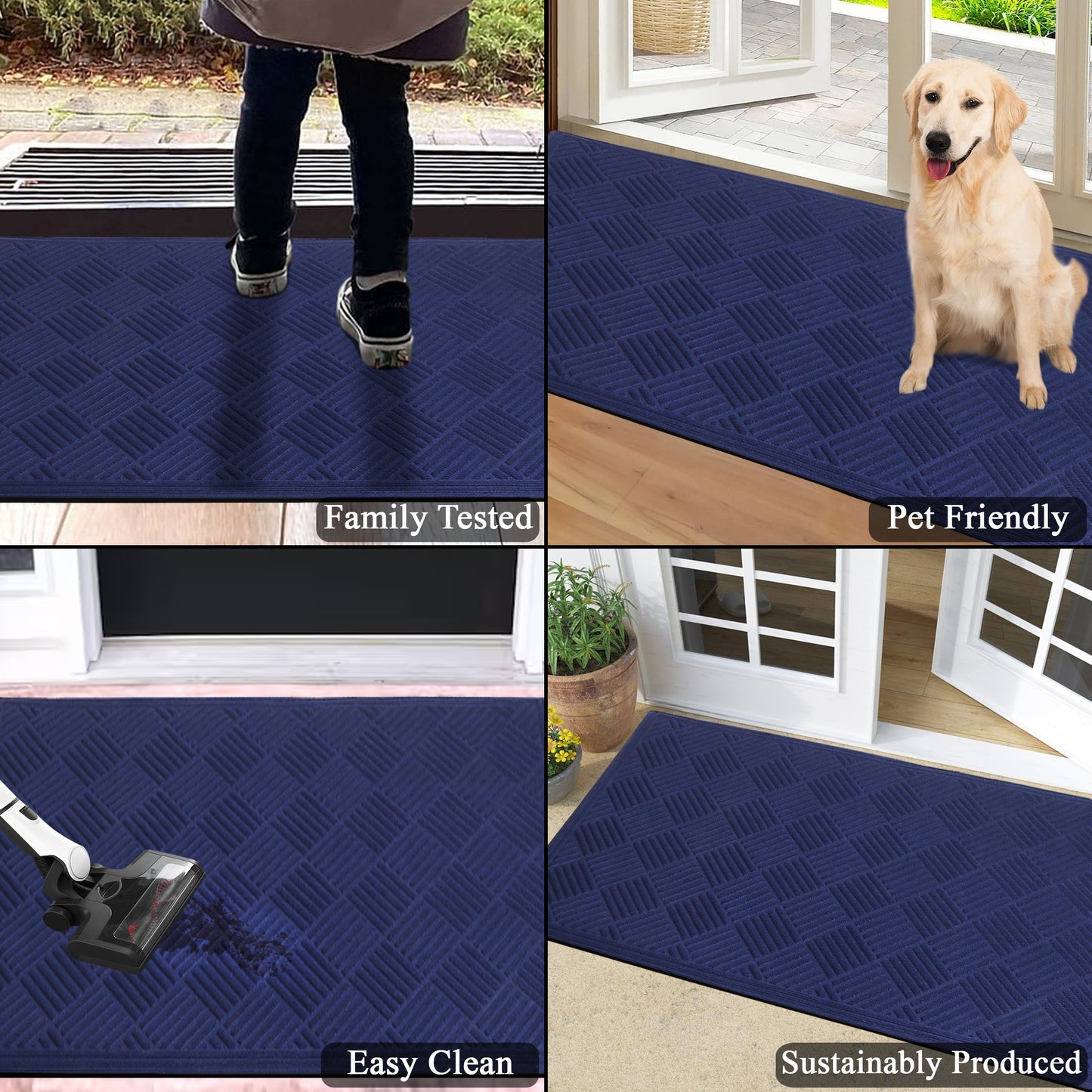 A1HC Durable Multi Purpose Polypropylene Rubber Door Mat, 36"X60" Indoor Outdoor All Weather Doormat