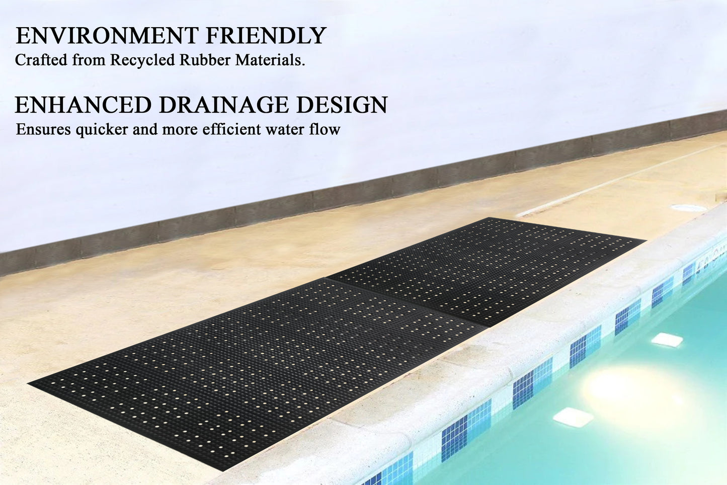 A1HC Anti Fatigue Waterproof Multi-Purpose Rubber Floor Mat 36"X60" Grease Proof Drainage Mat Black