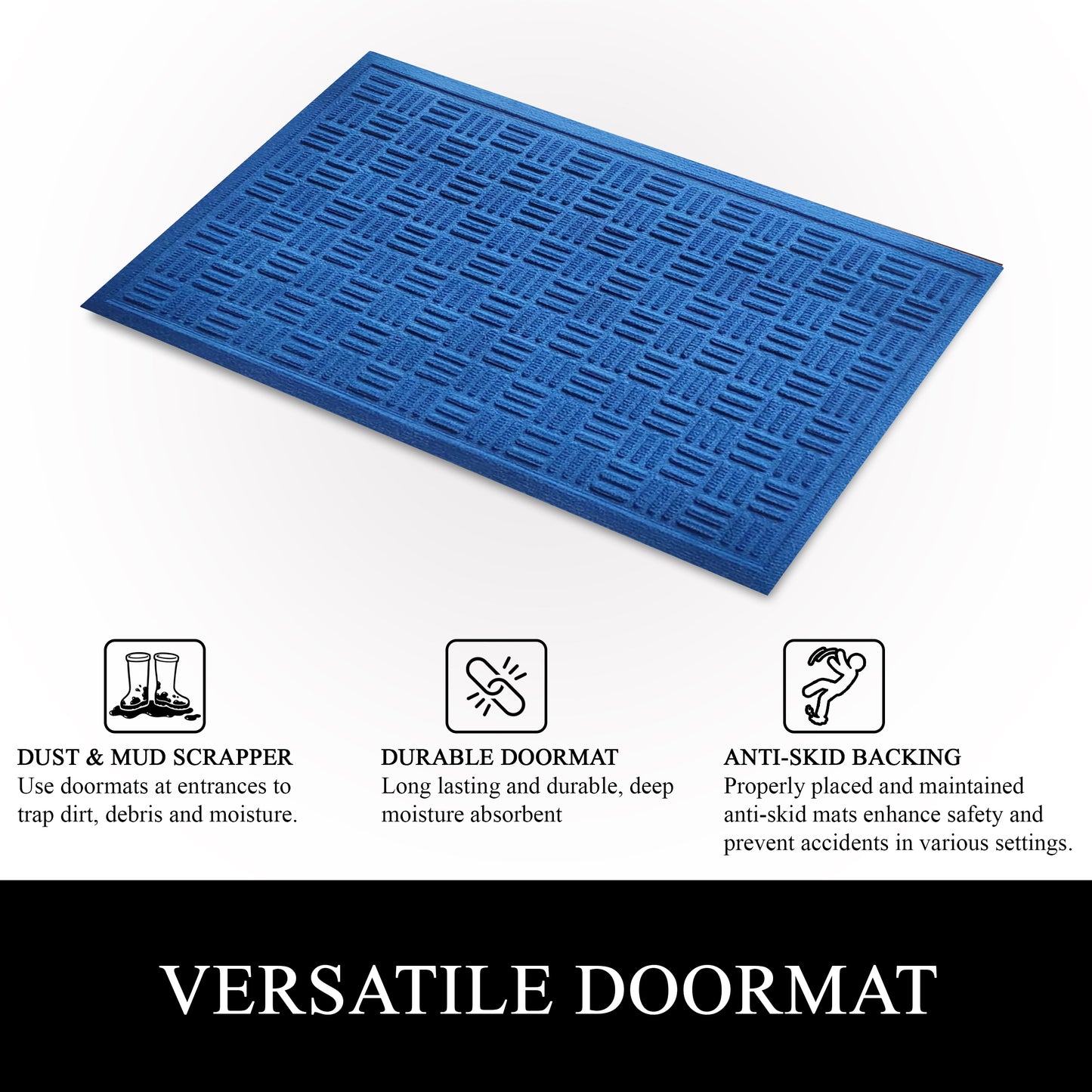 A1HC Durable Multi Purpose Polypropylene Rubber Doormat for Indoor Outdoor Front Door Mat Criss Cross