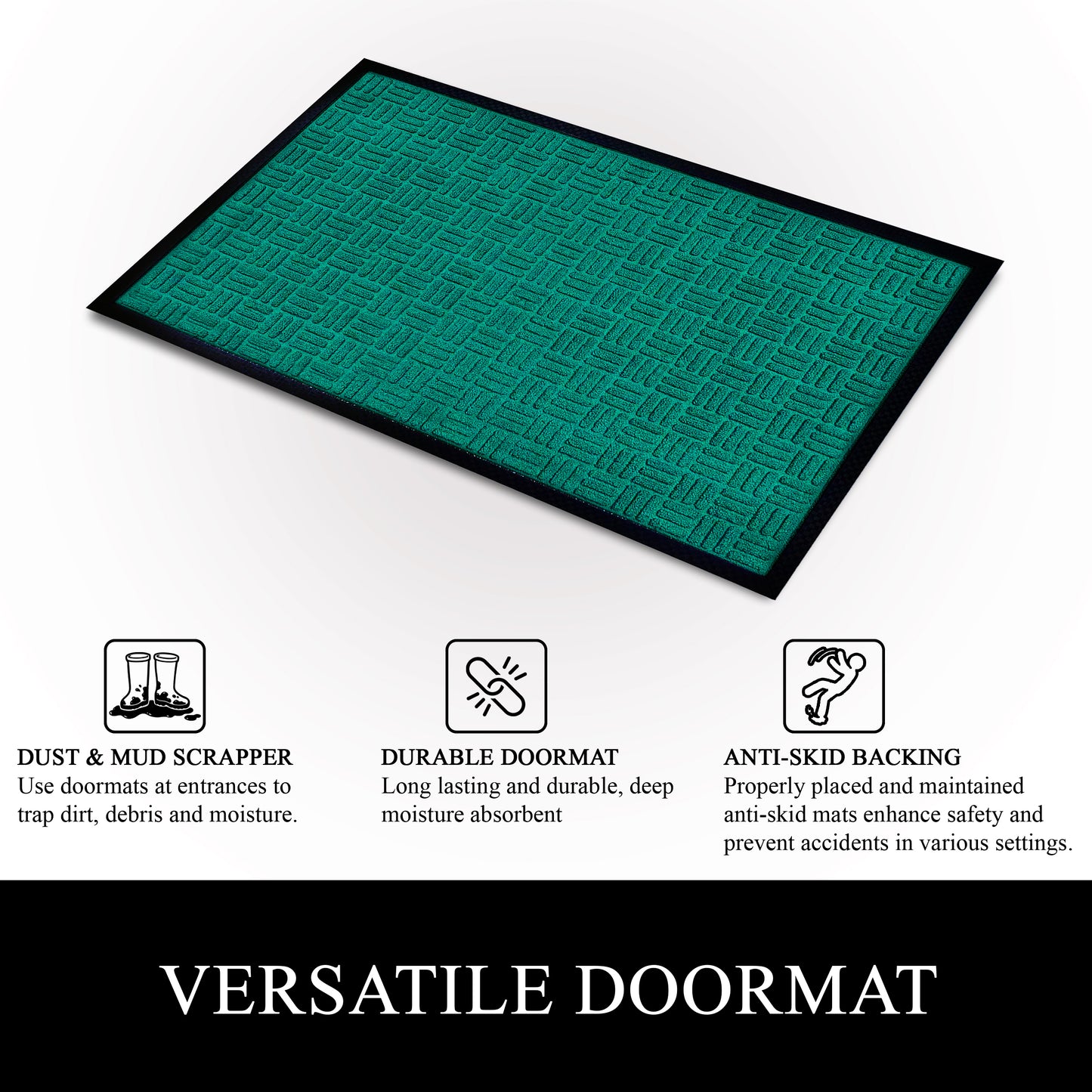 A1HC Indoor Outdoor Doormat Non-Slip Rubber Mat for Entrance, Patio, Garage and Office - Criss Cross