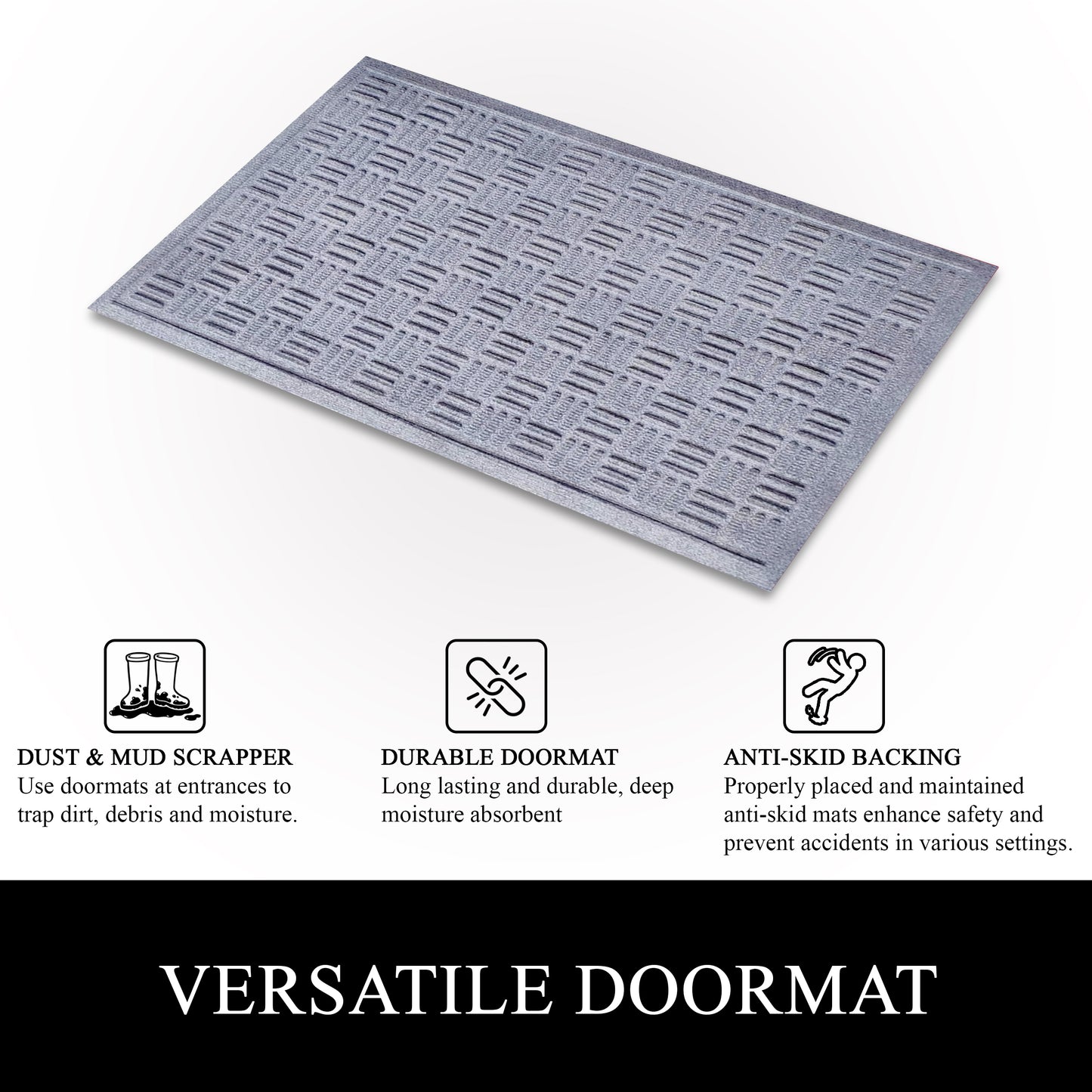 A1HC Durable Multi Purpose Polypropylene Rubber Doormat for Indoor Outdoor Front Door Mat Criss Cross