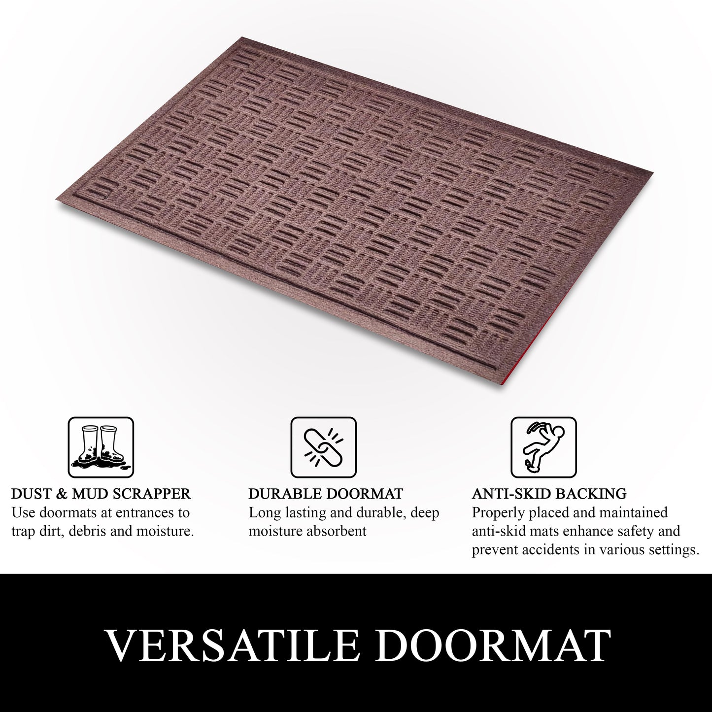 A1HC Durable Multi Purpose Polypropylene Rubber Doormat for Indoor Outdoor Front Door Mat Criss Cross