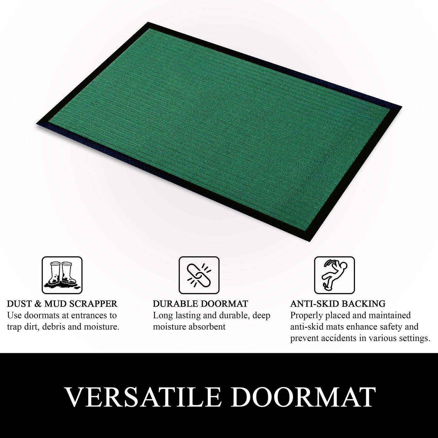 A1HC Indoor Outdoor Doormat, Non-Slip Rubber Mat for Entrance, Patio, Garage and Office - Stripe