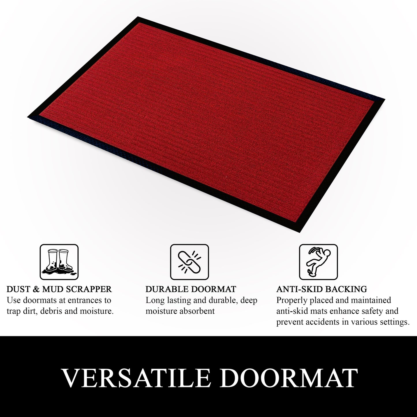A1HC Indoor Outdoor Doormat, Non-Slip Rubber Mat for Entrance, Patio, Garage and Office - Stripe