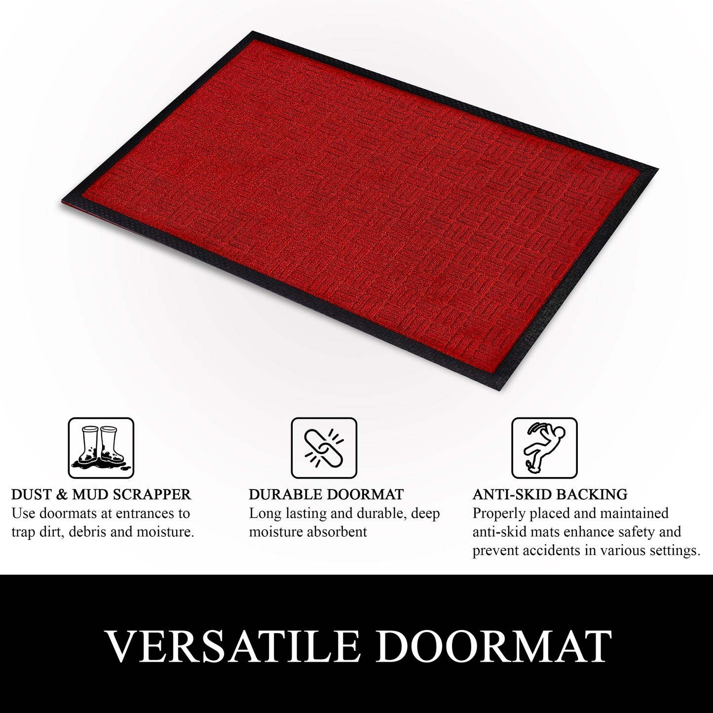 A1HC Indoor Outdoor Doormat Non-Slip Rubber Mat for Entrance, Patio, Garage and Office - Criss Cross
