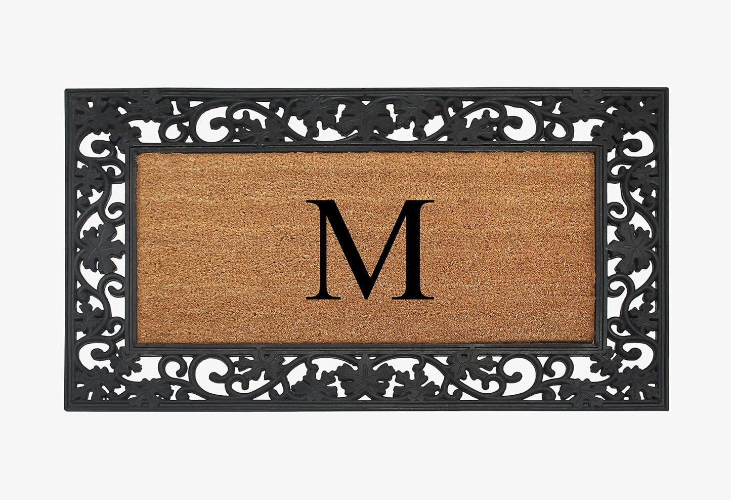 A1HC Natural Coir Monogrammed 23"X38", Anti‑Shed Treated Durable Doormat for Outdoor Entrance
