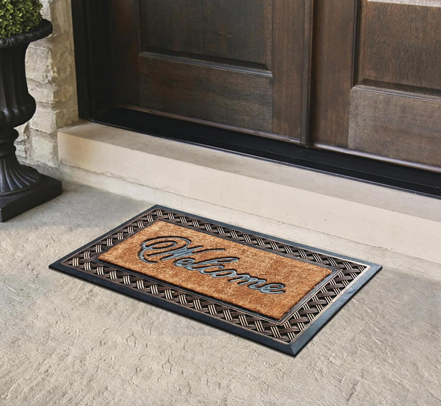 A1HC Rubber and Coir Door Mat 23"x38", Thick Durable Welcome Doormat for Indoor Outdoor Entrance