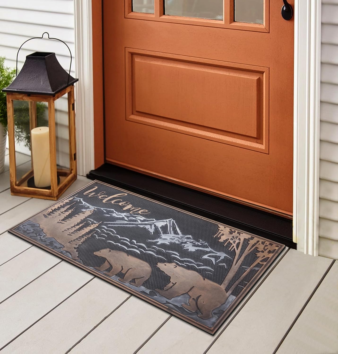 A1HC All Weather Rubber Door Mat, 18”X30”, Dirt Grabber Durable Welcome Doormat, Low Profile Entryway Mats for Home