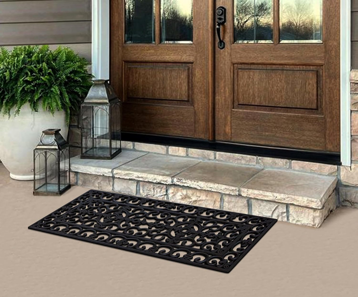A1HC Indoor Outdoor Floor Mat 18x48, Natural Rubber Entryway Doormat, Dirt Shoe Scraper Floormat