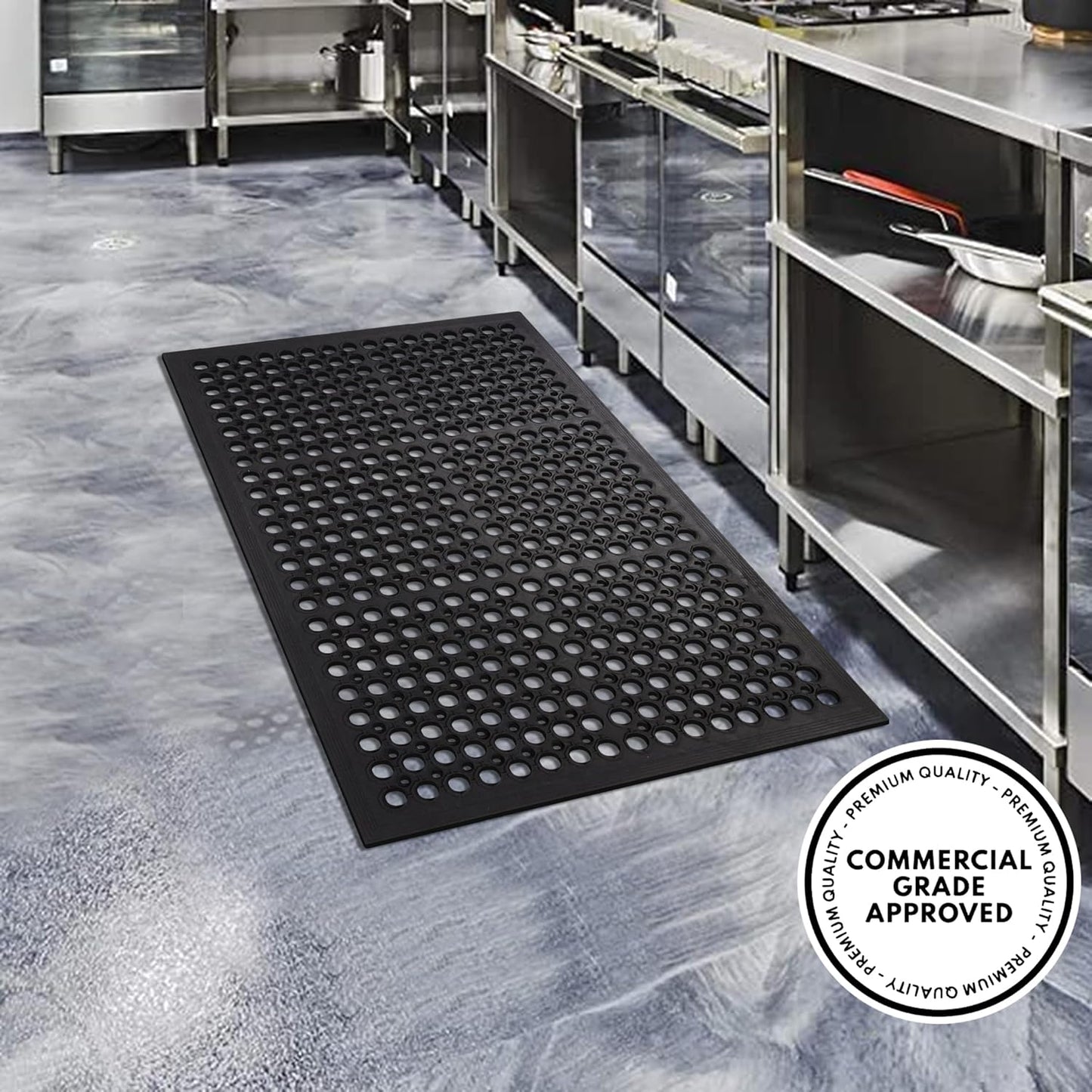 A1HC All Purpose Anti Fatigue Versatile Rubber Floor Non-Slip Drain Holes Commercial Mats Set of 2