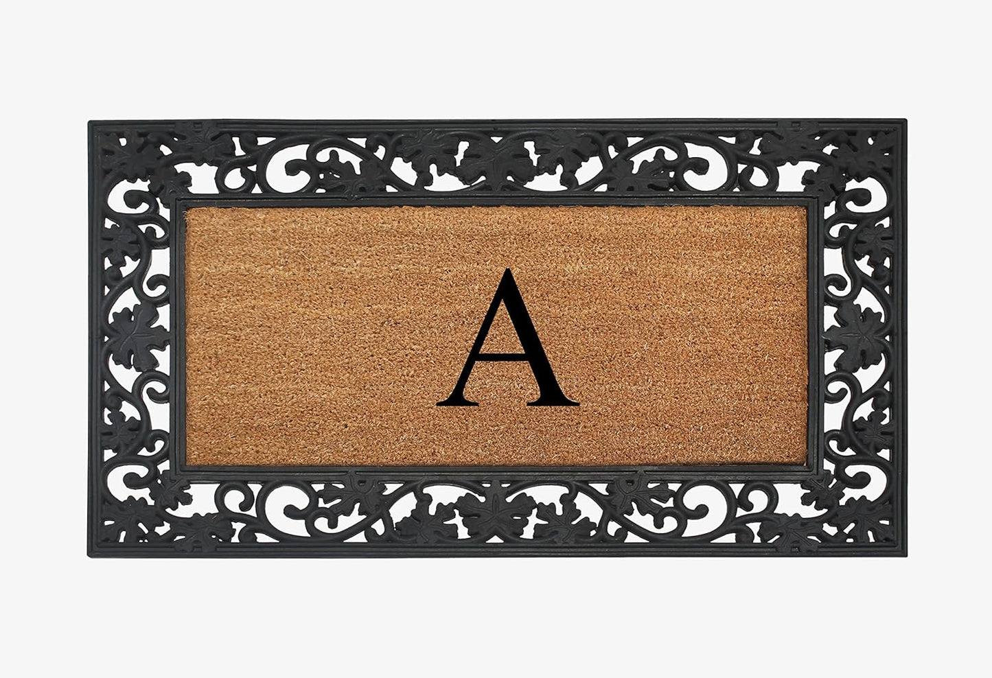 A1HC Natural Coir Monogrammed 23"X38", Anti‑Shed Treated Durable Doormat for Outdoor Entrance