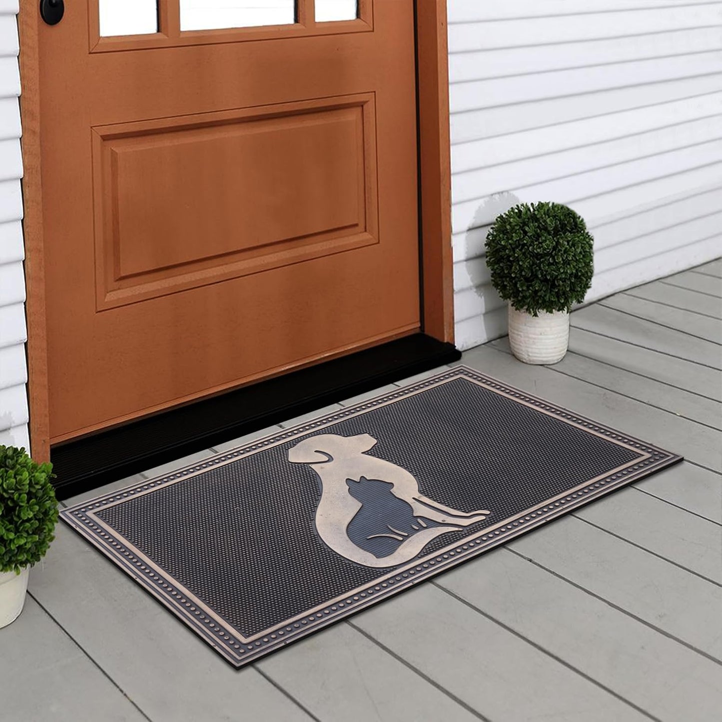 A1HC All Weather Rubber Door Mat, 18”X30”, Dirt Grabber Durable Welcome Doormat, Low Profile Entryway Mats for Home