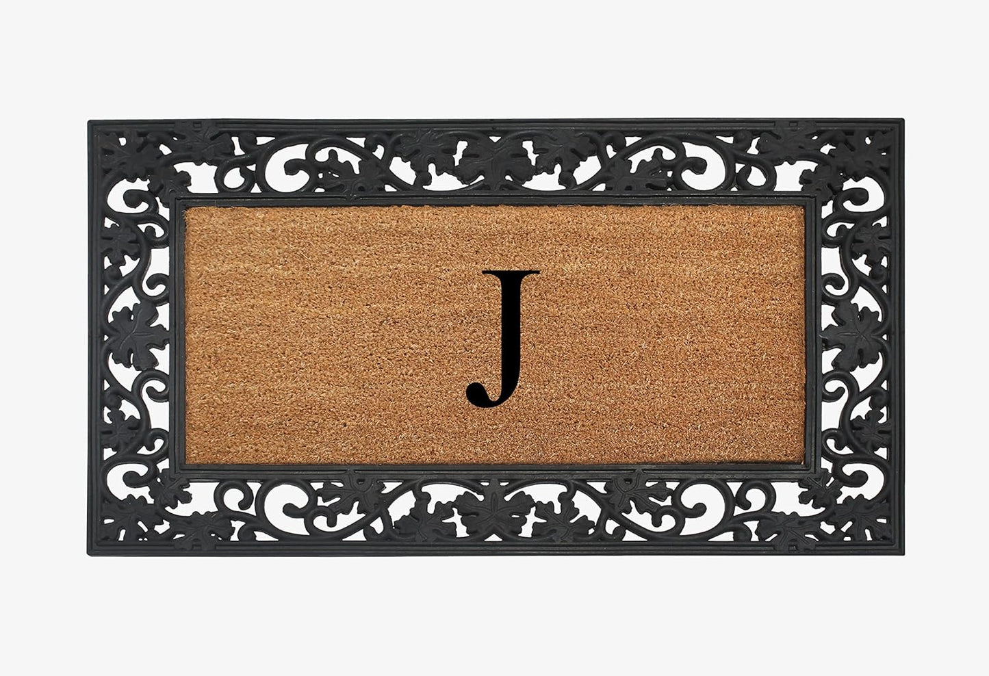 A1HC Natural Coir Monogrammed 23"X38", Anti‑Shed Treated Durable Doormat for Outdoor Entrance