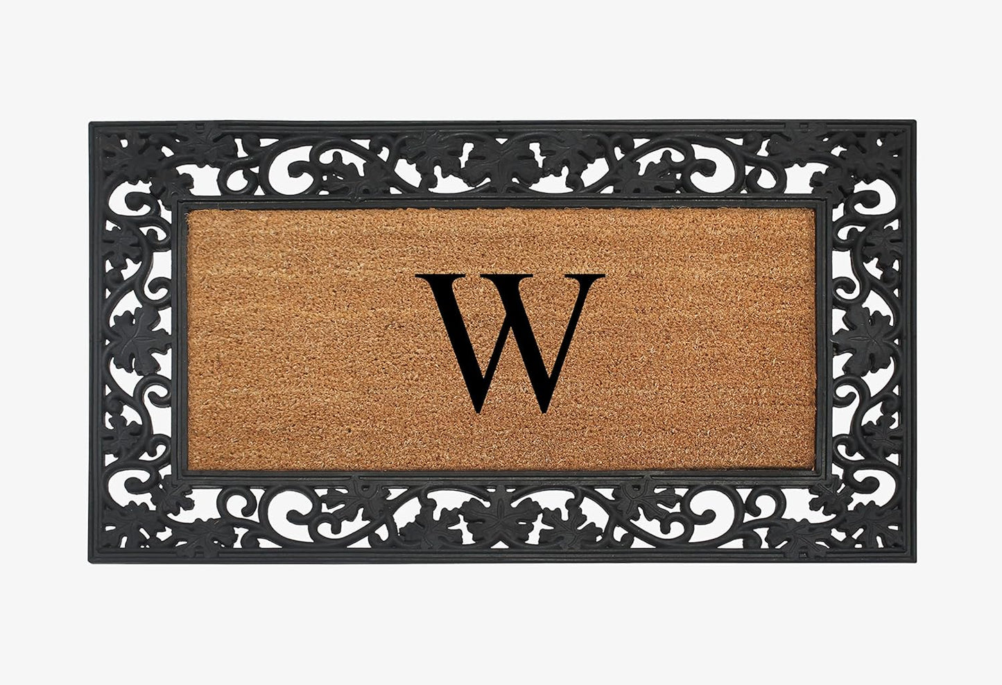 A1HC Natural Coir Monogrammed 23"X38", Anti‑Shed Treated Durable Doormat for Outdoor Entrance