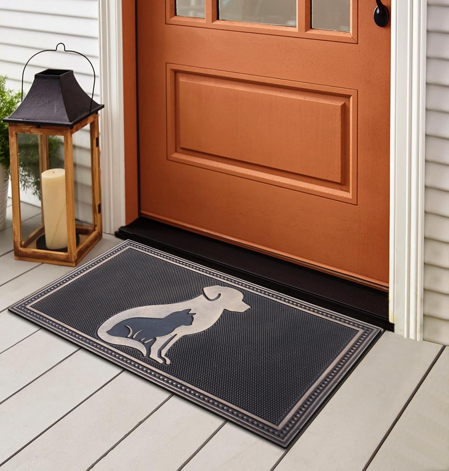 A1HC All Weather Rubber Door Mat, 18”X30”, Dirt Grabber Durable Welcome Doormat, Low Profile Entryway Mats for Home