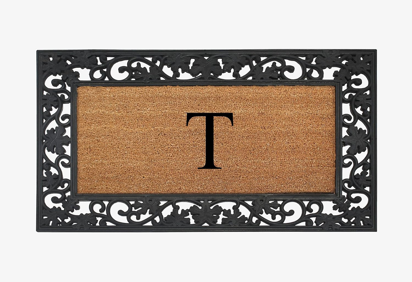 A1HC Natural Coir Monogrammed 23"X38", Anti‑Shed Treated Durable Doormat for Outdoor Entrance